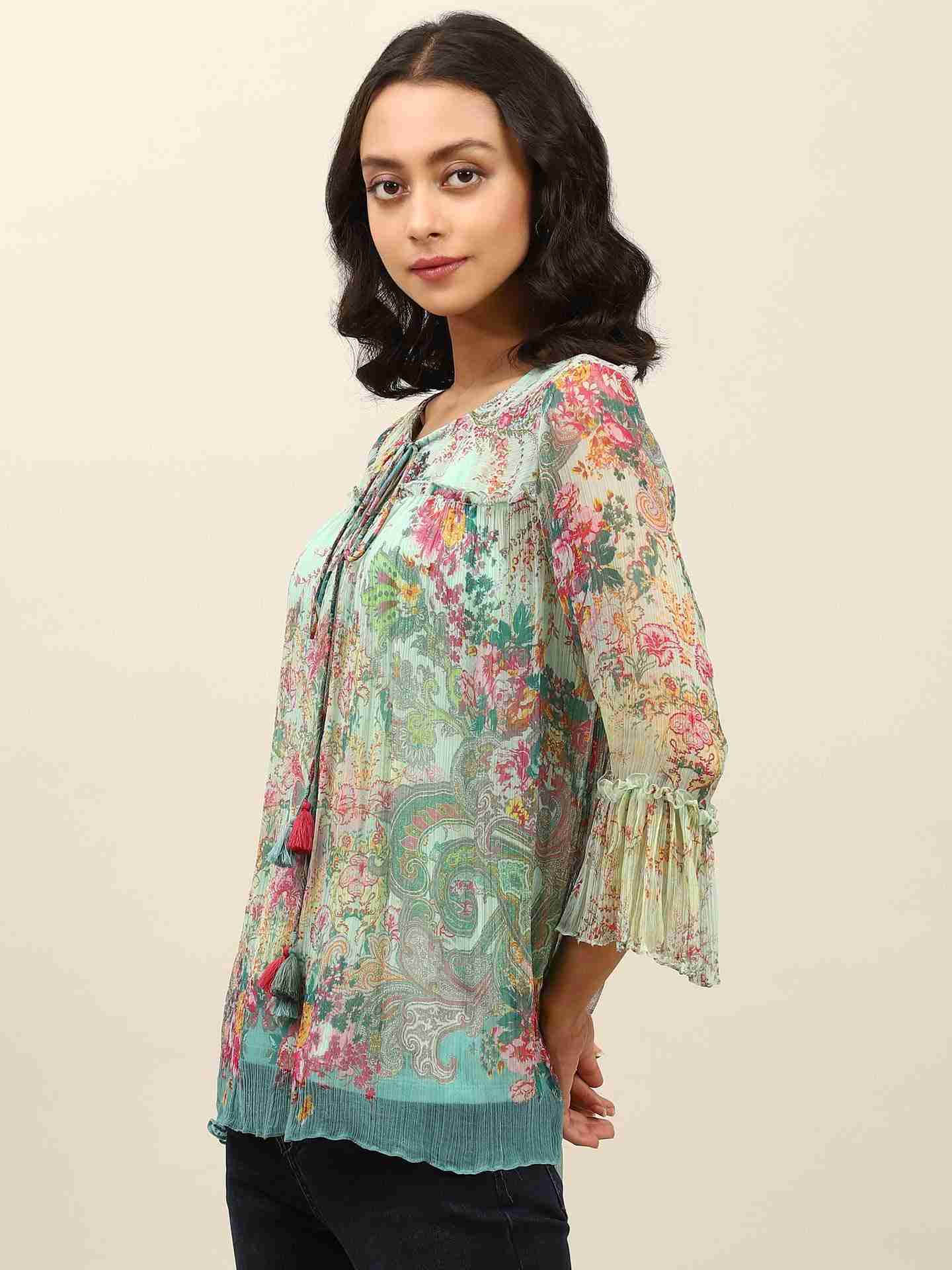 Turquoise Taramagic Peasant Top