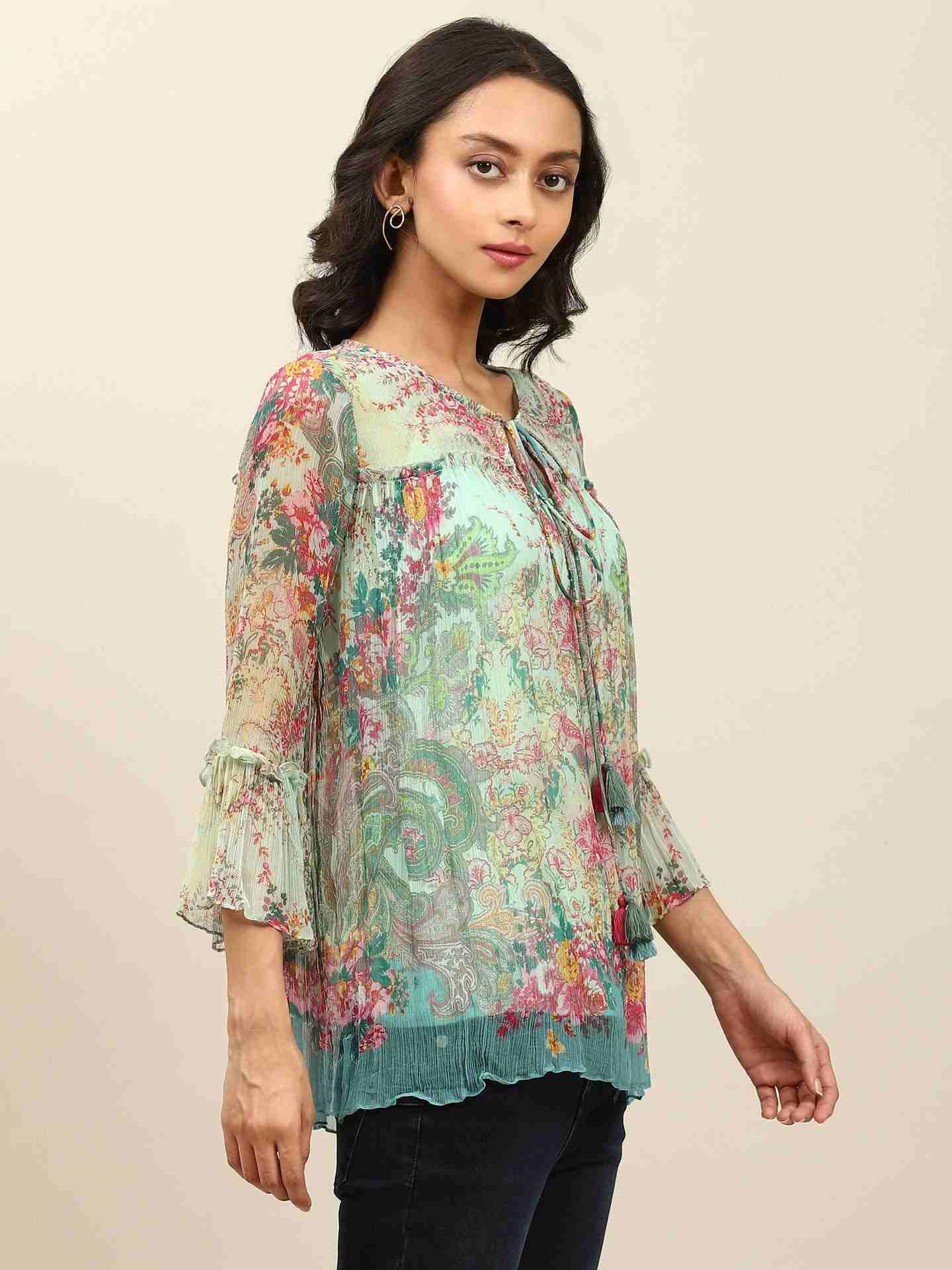 Turquoise Taramagic Peasant Top