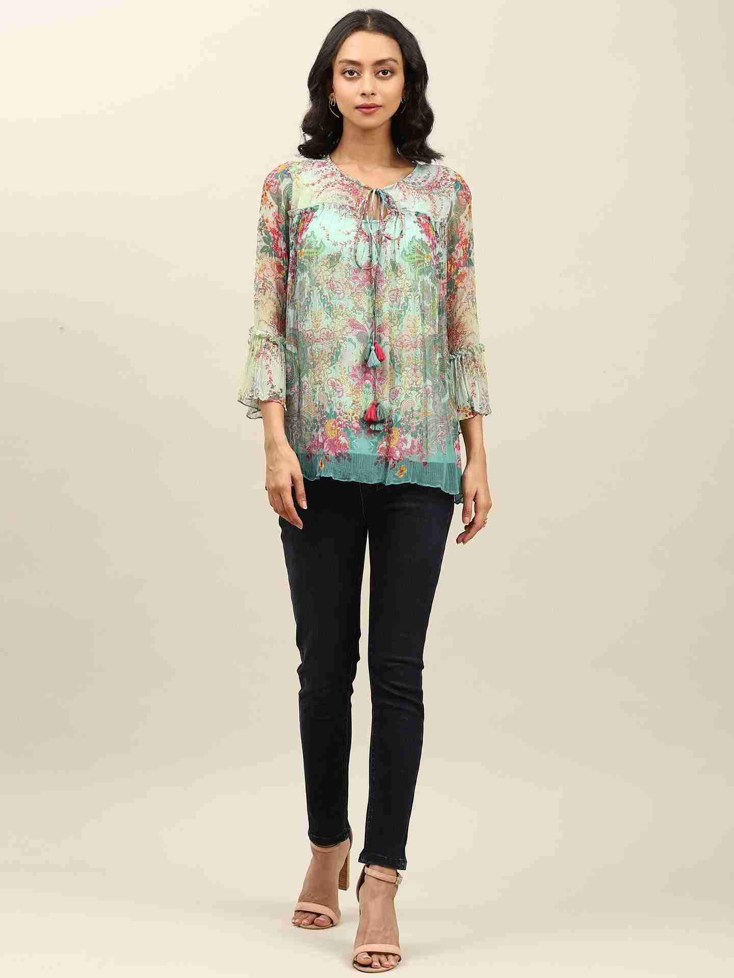 Turquoise Taramagic Peasant Top