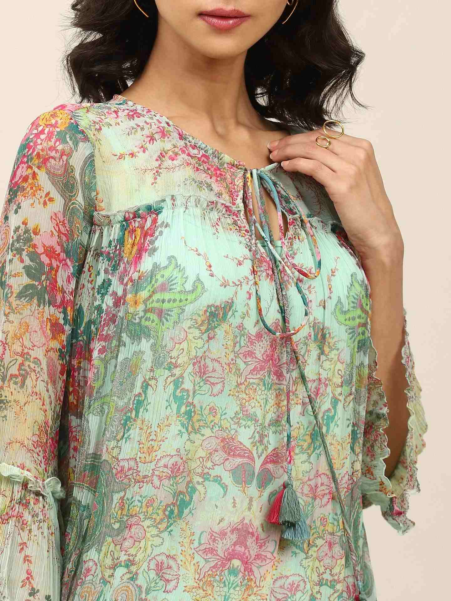 Turquoise Taramagic Peasant Top