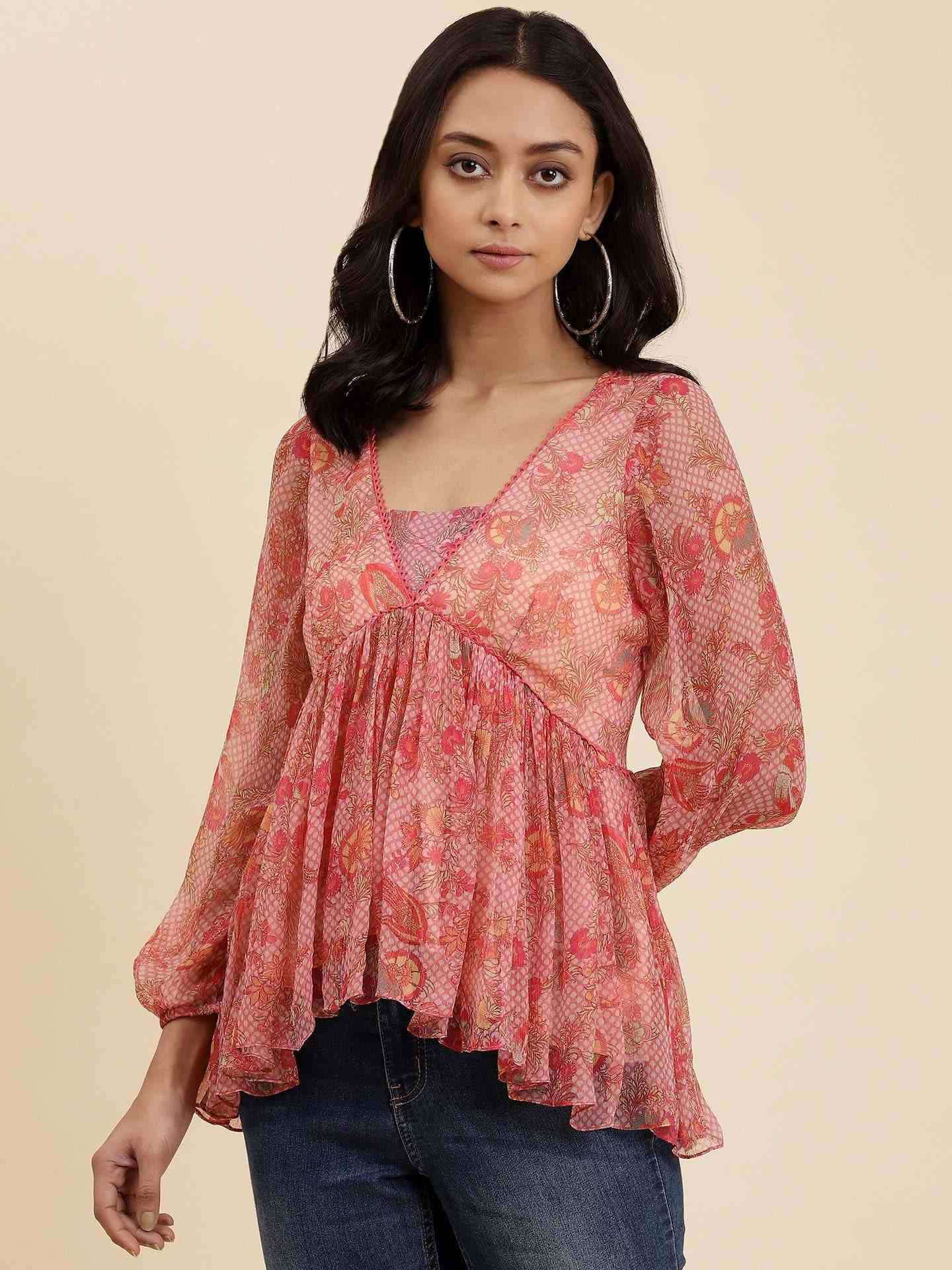 Dusty Pink Navish Tiered Top