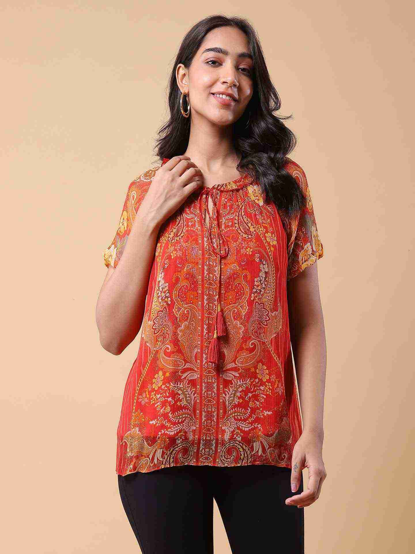 Orange Vrinda Top