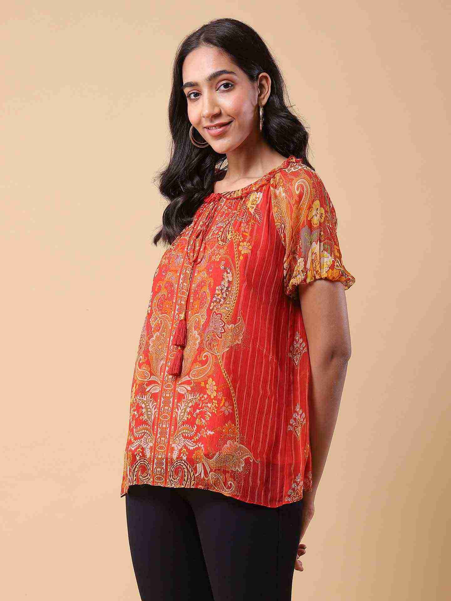 Orange Vrinda Top