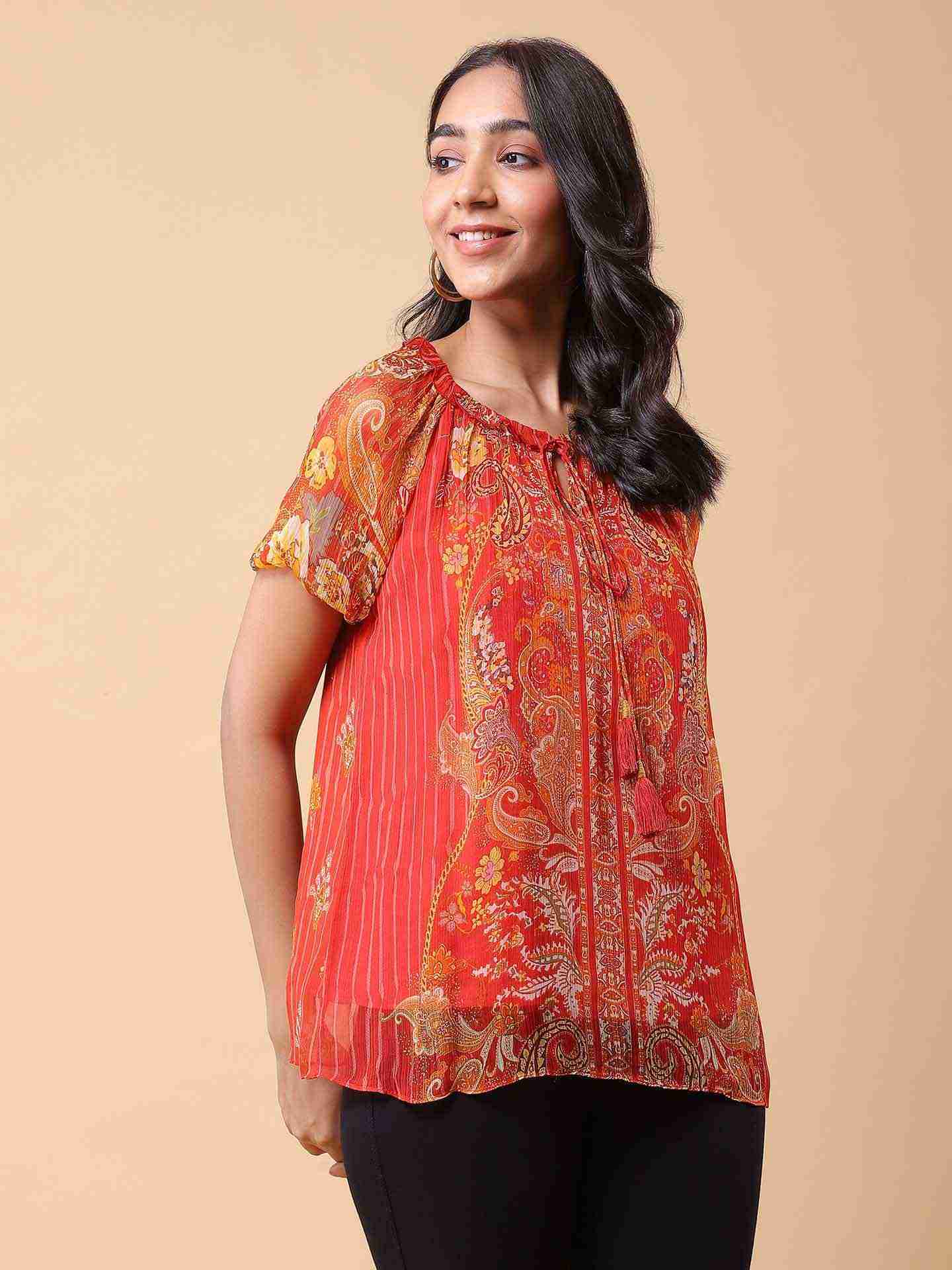 Orange Vrinda Top