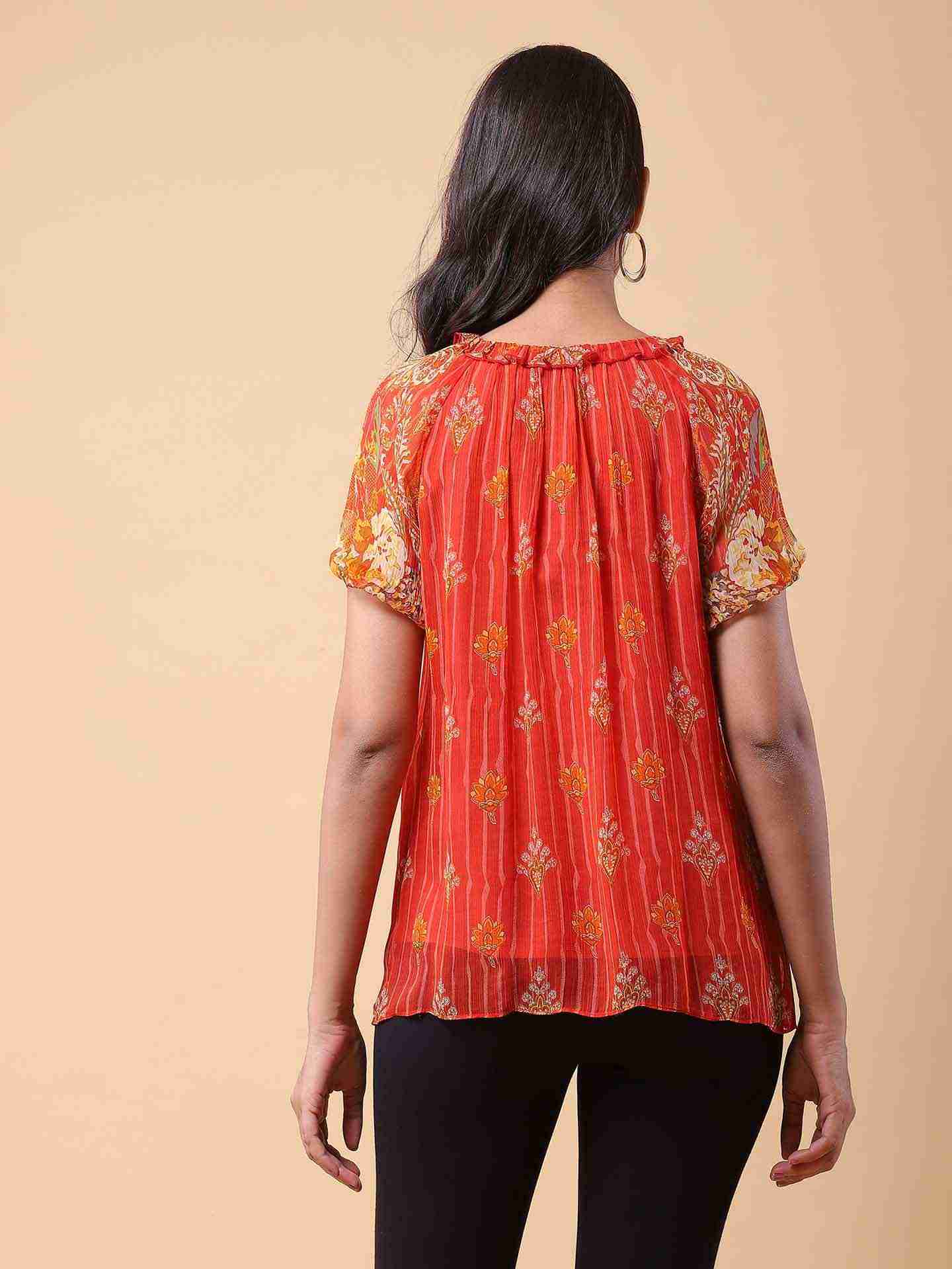 Orange Vrinda Top
