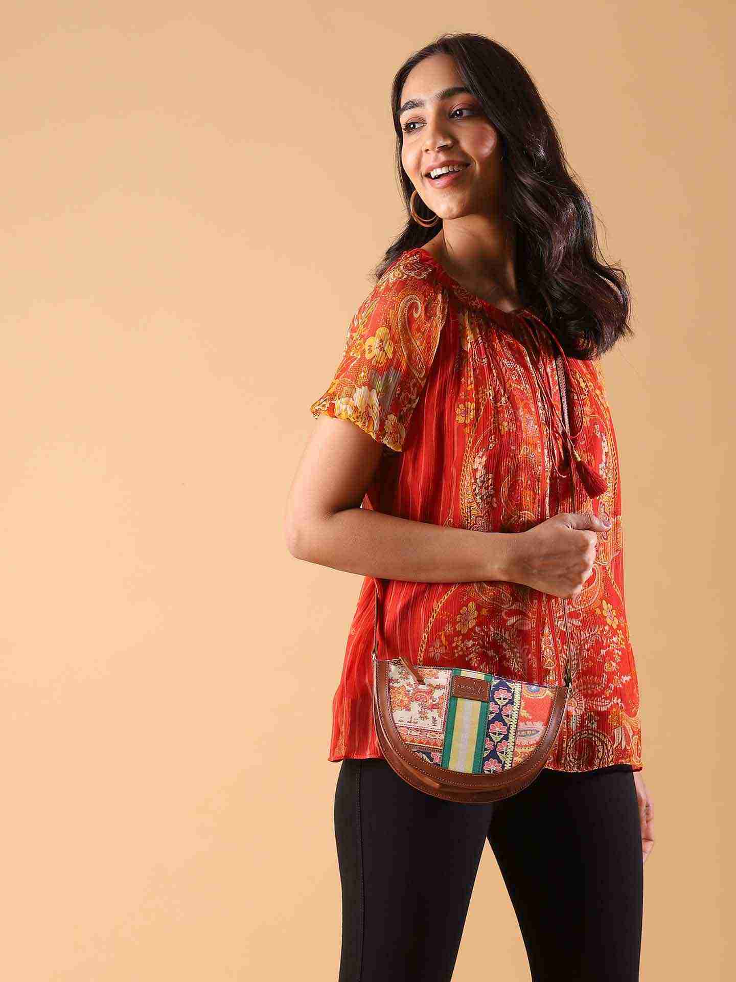 Orange Vrinda Top