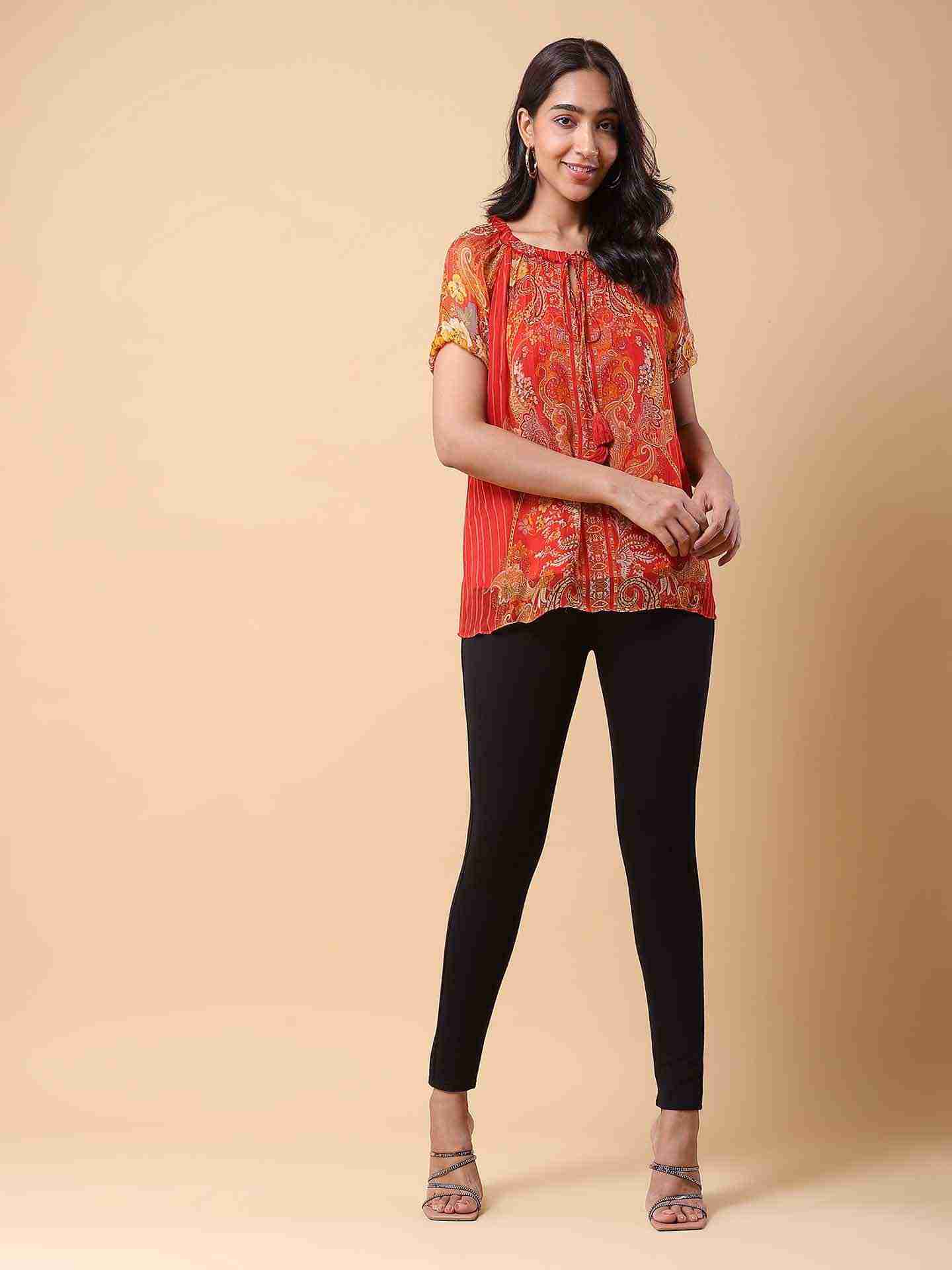 Orange Vrinda Top