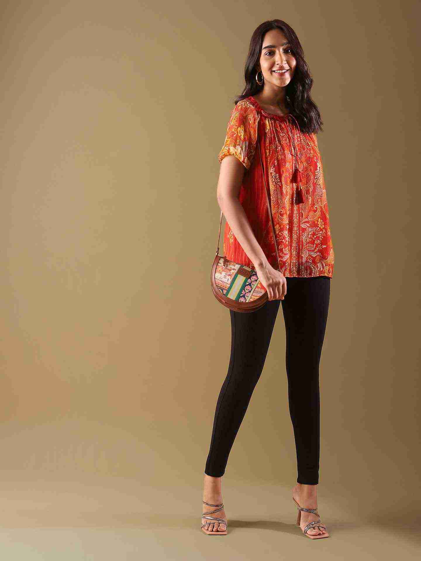 Orange Vrinda Top