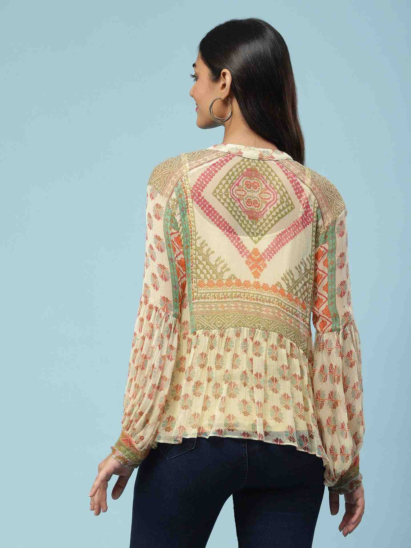 Beige Neeyati Button-Down Top