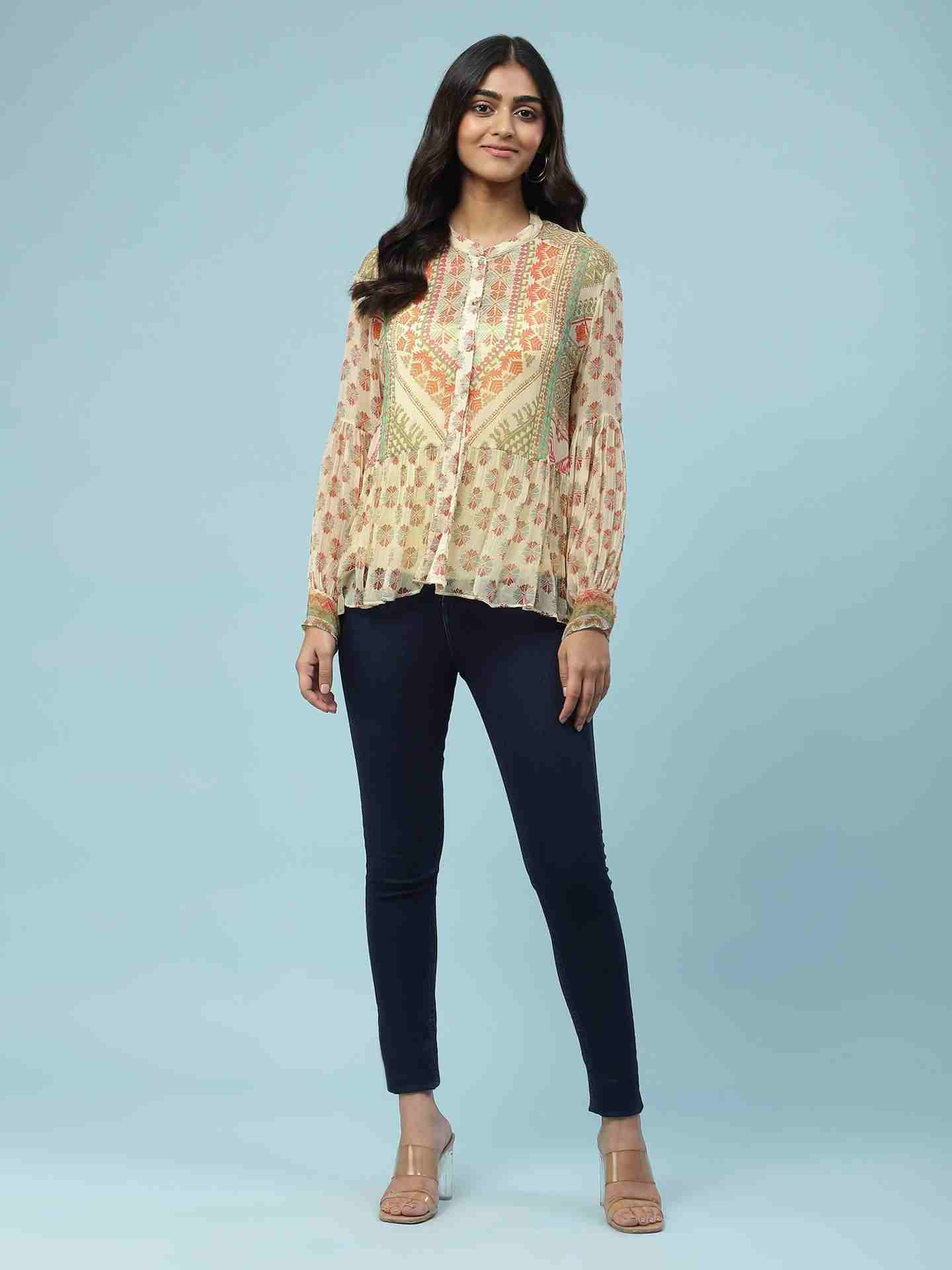Beige Neeyati Button-Down Top