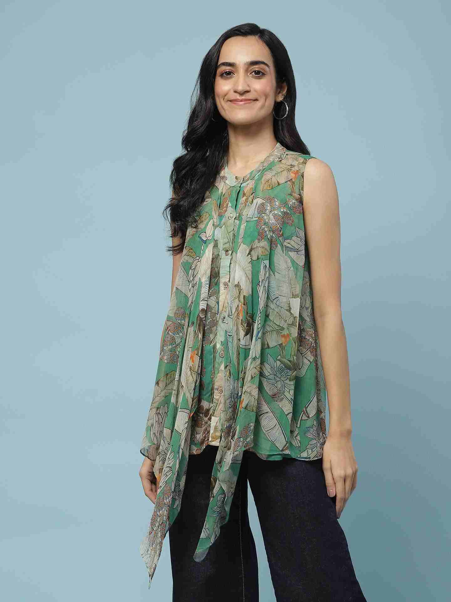Green Nalini Button-Down Top