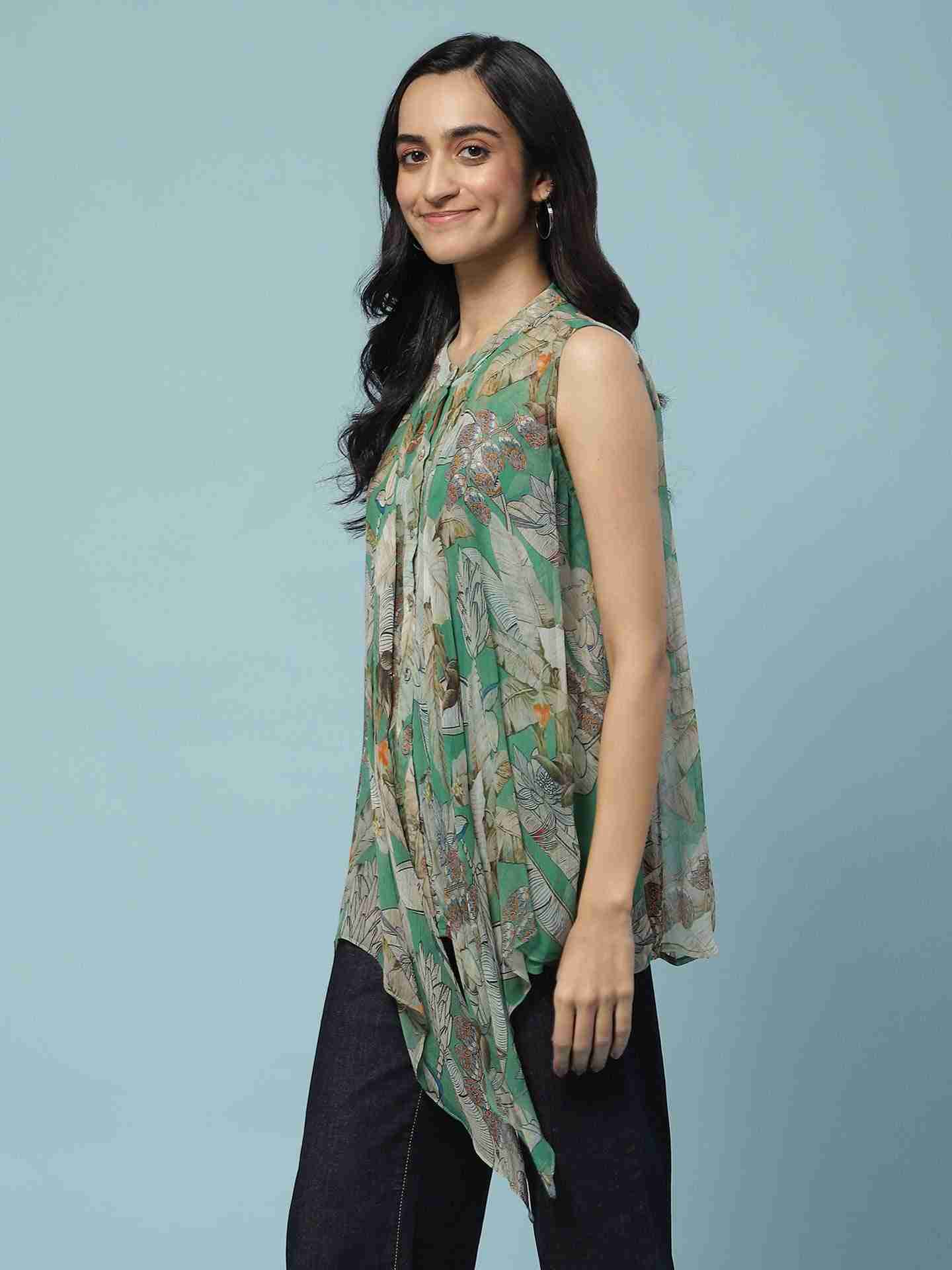 Green Nalini Button-Down Top