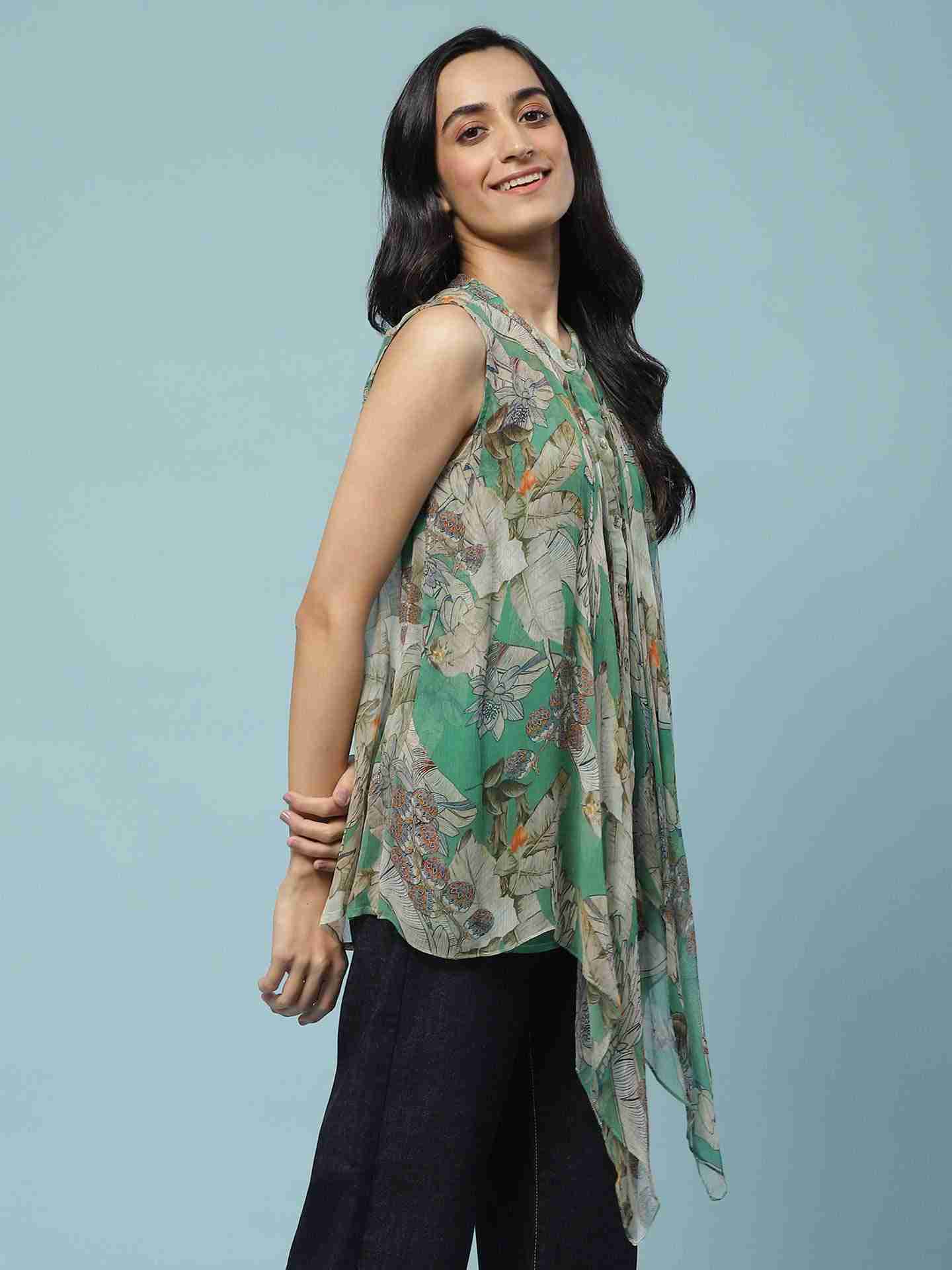 Green Nalini Button-Down Top