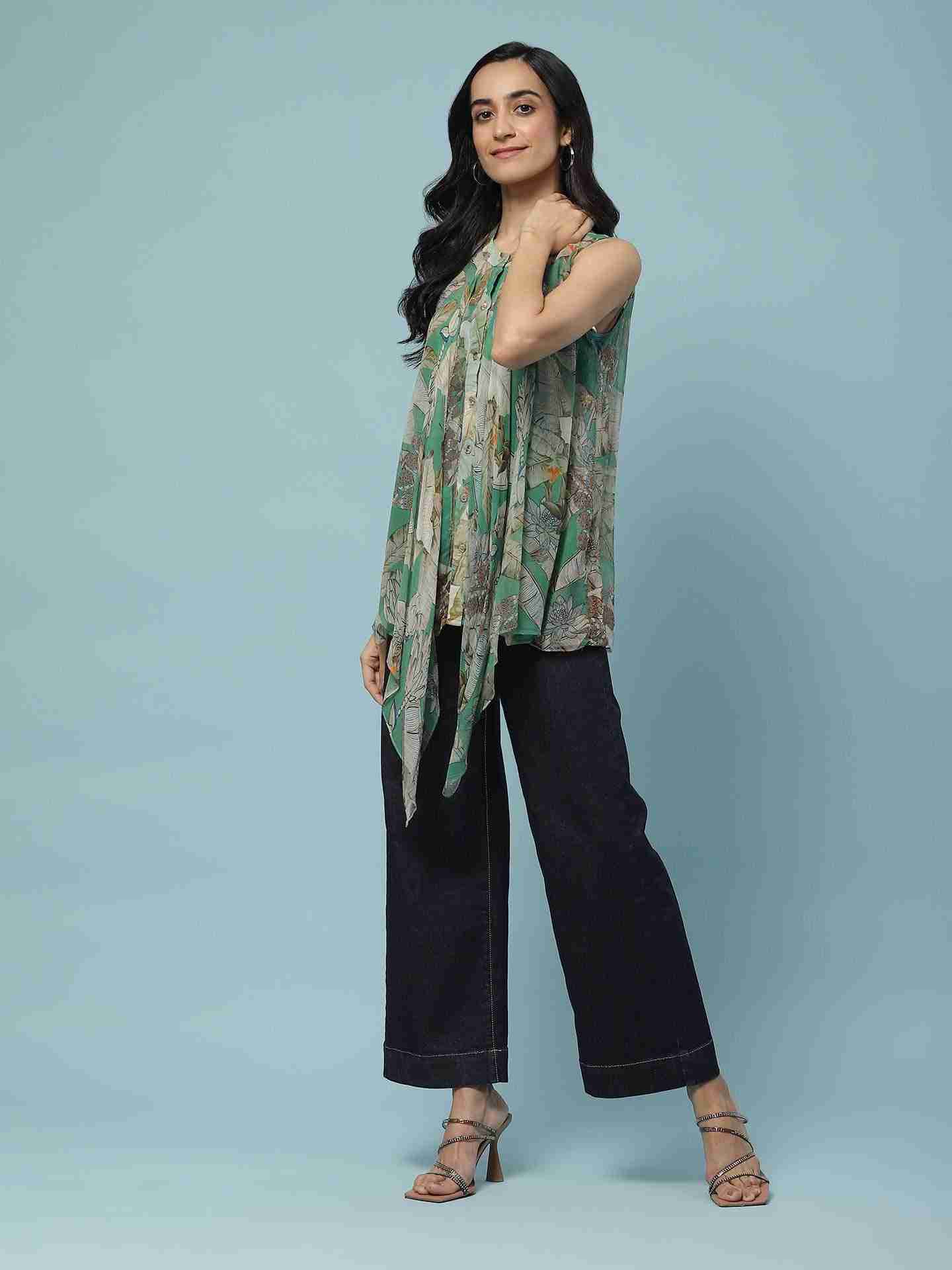 Green Nalini Button-Down Top