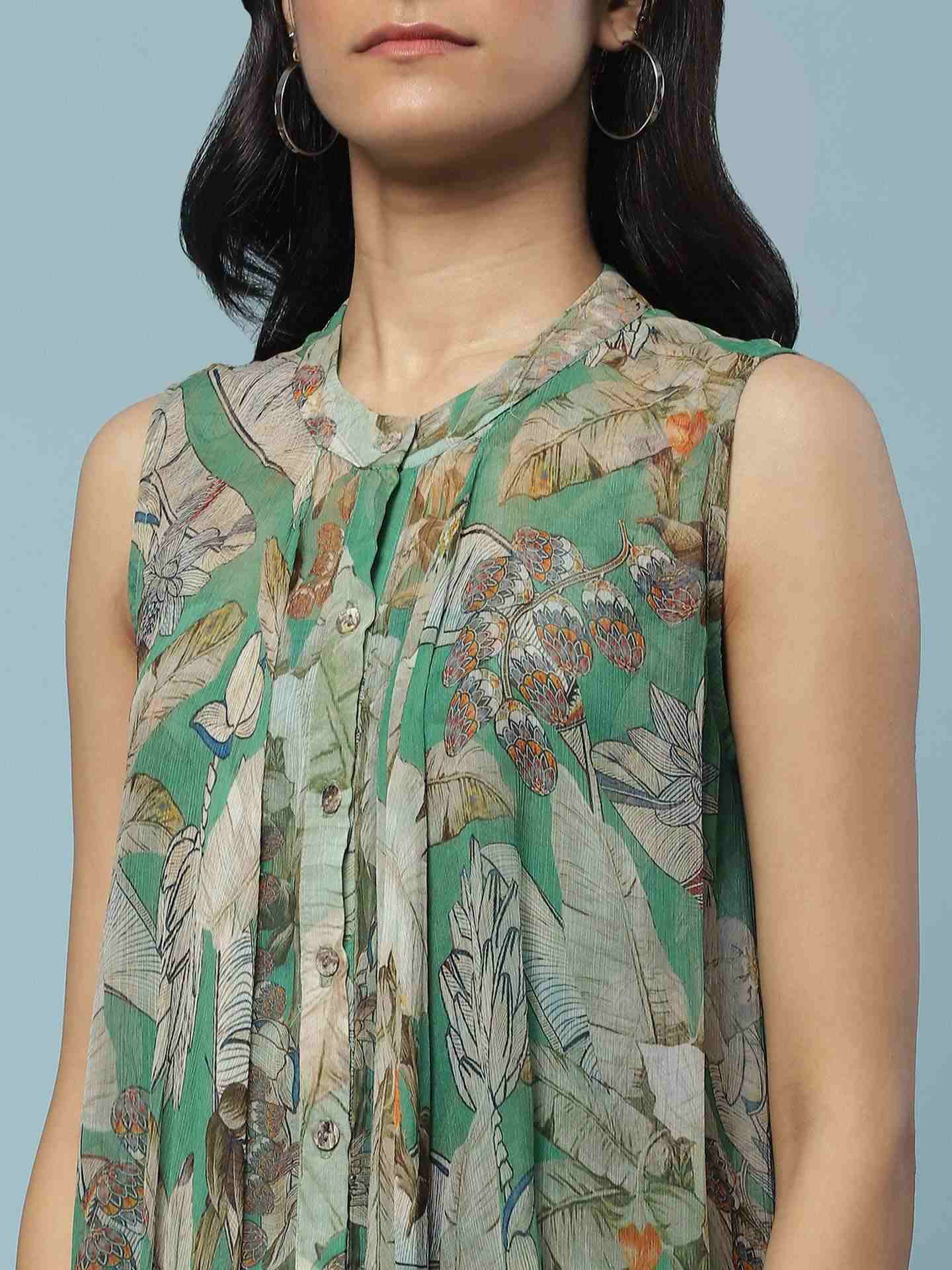 Green Nalini Button-Down Top