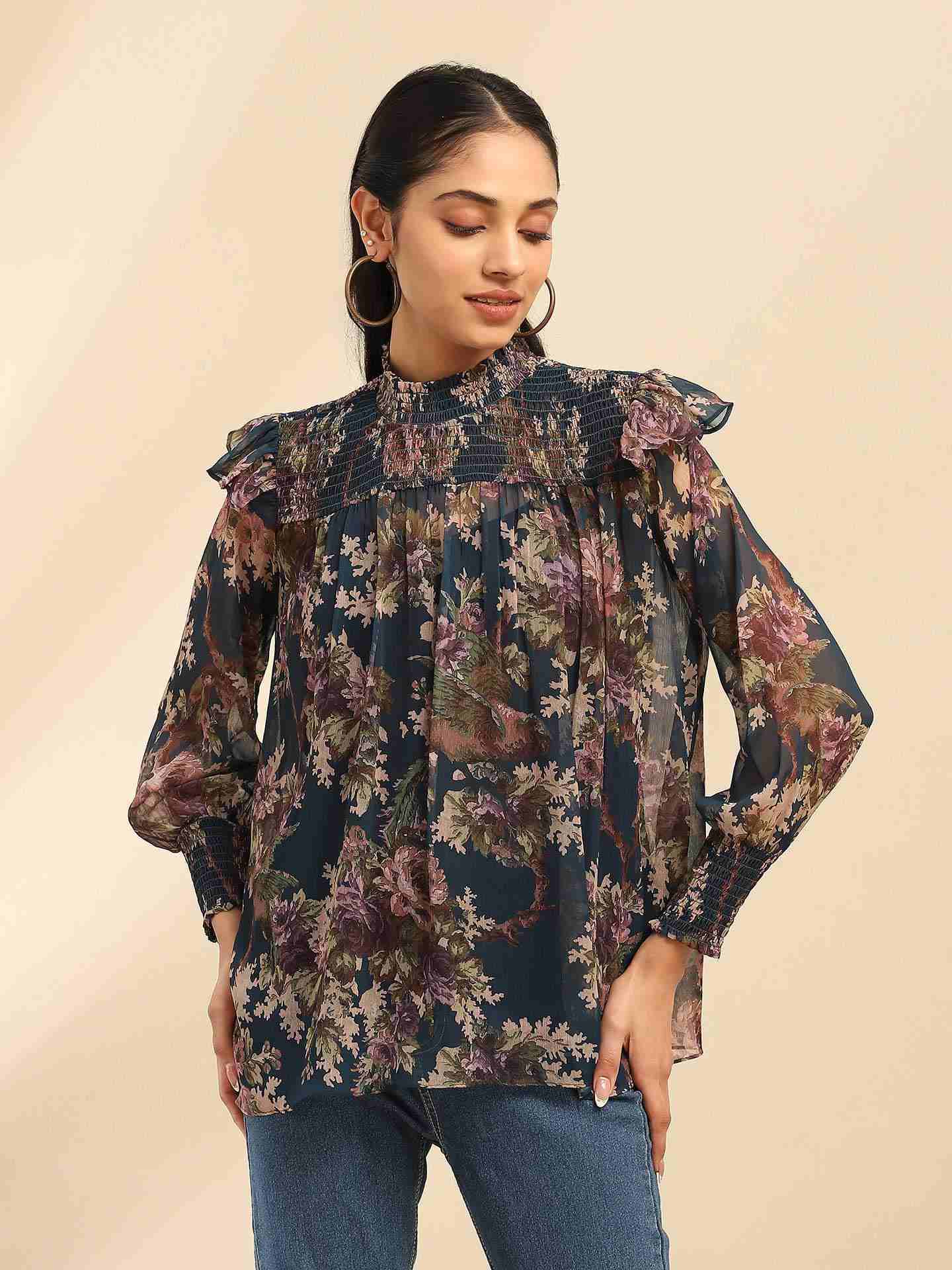 Blue Amie Peasant Top