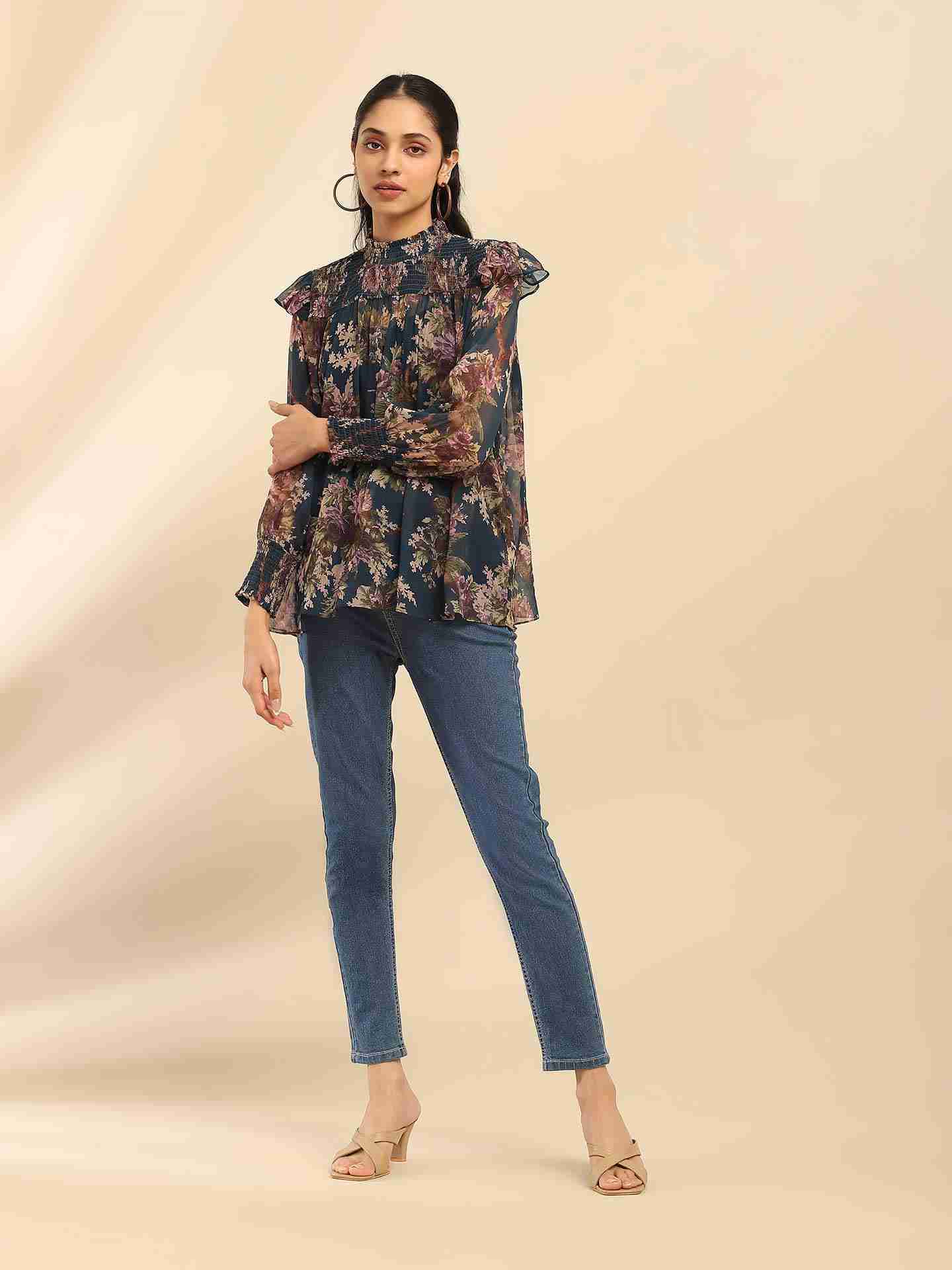 Blue Amie Peasant Top