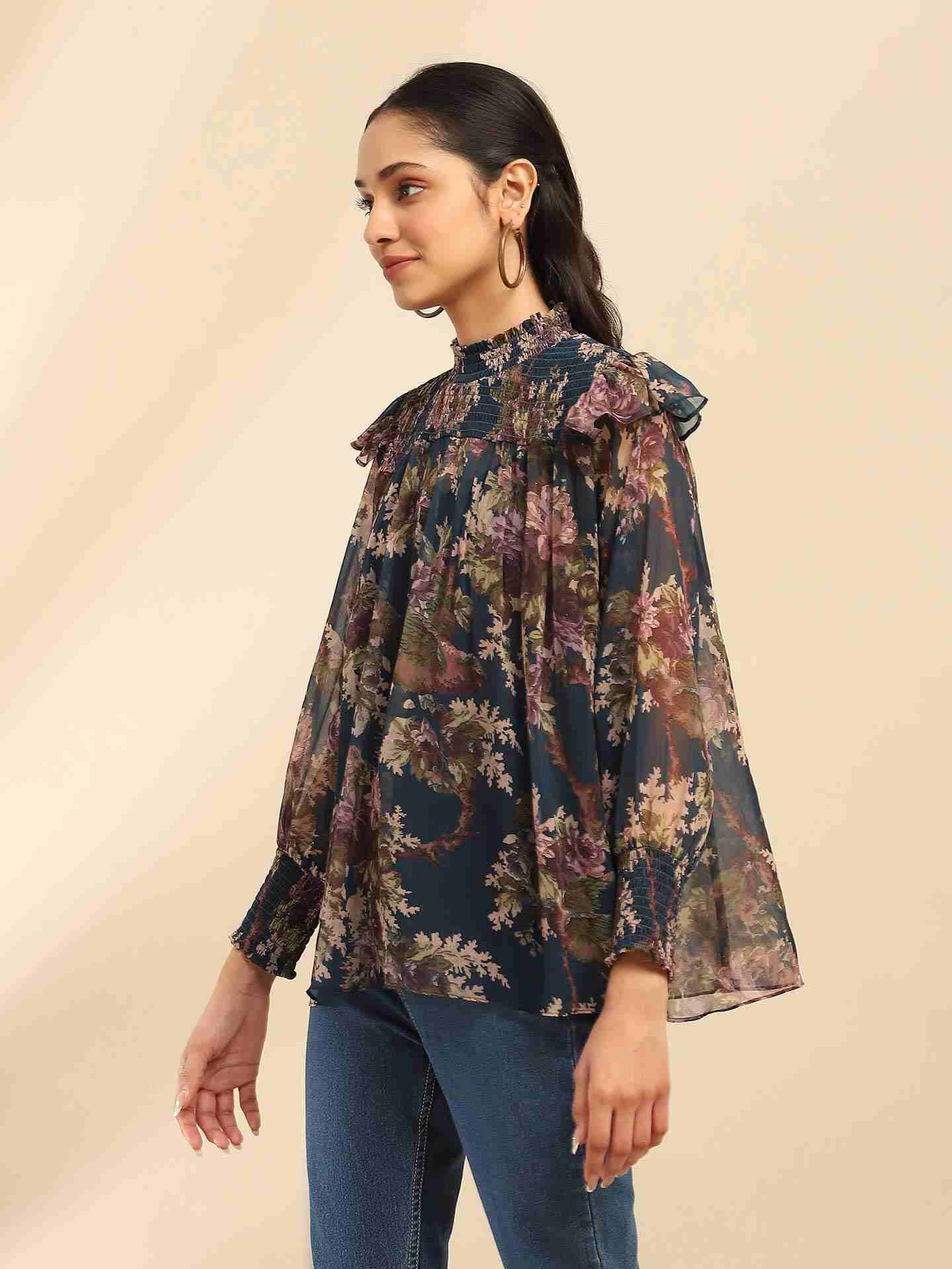 Blue Amie Peasant Top