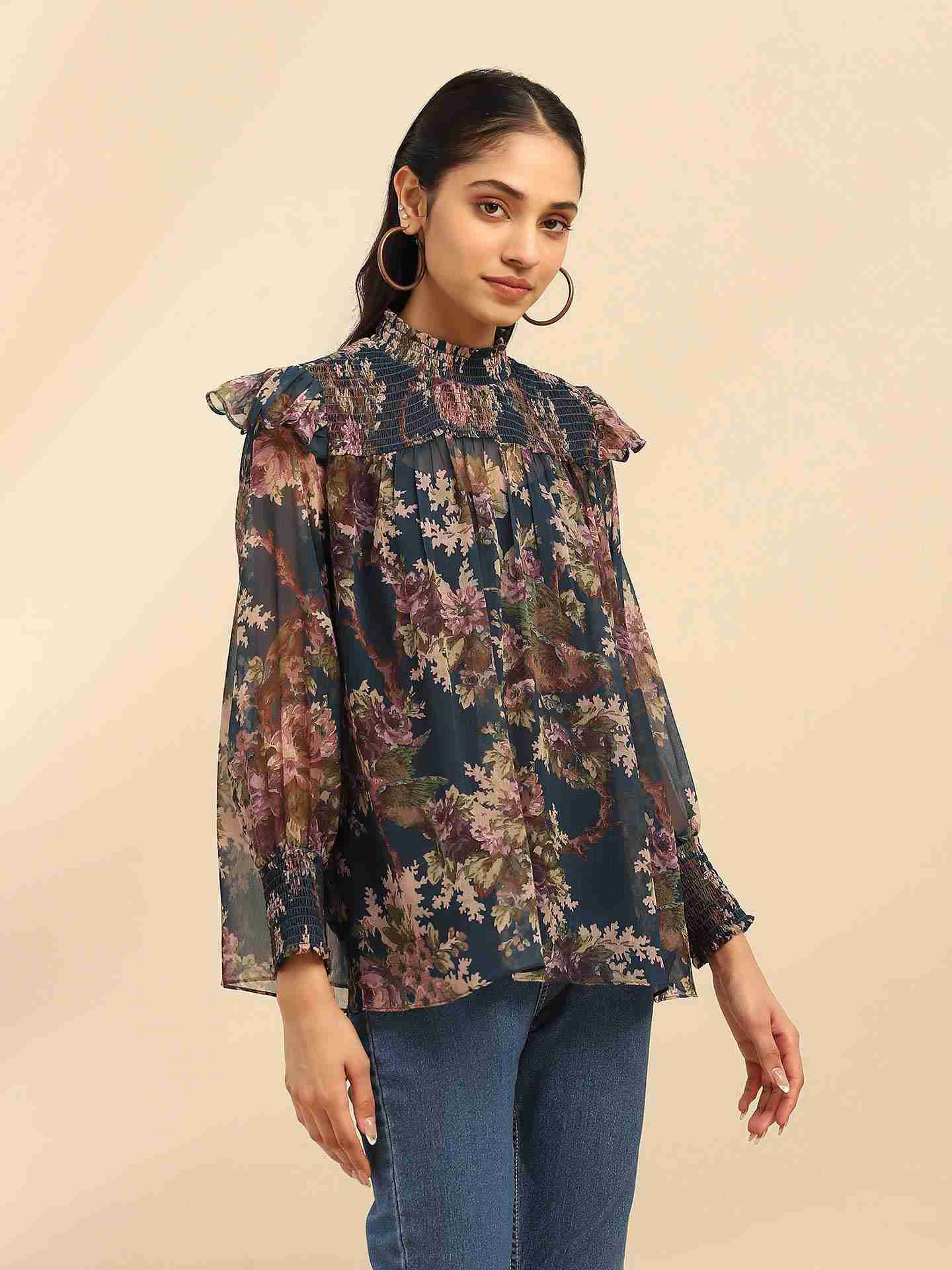 Blue Amie Peasant Top