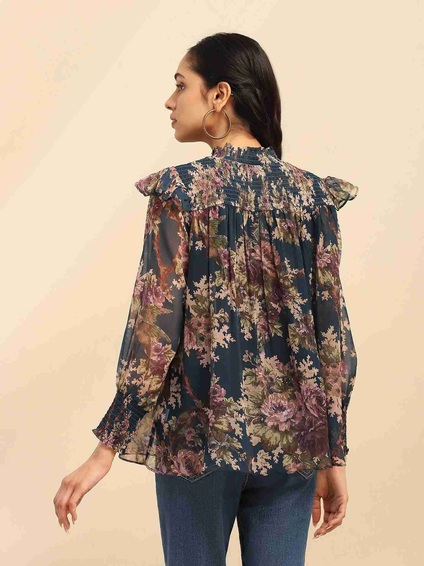 Blue Amie Peasant Top