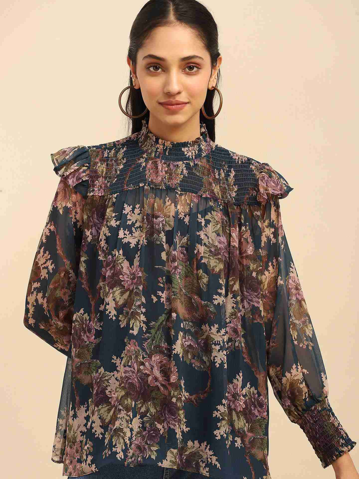 Blue Amie Peasant Top