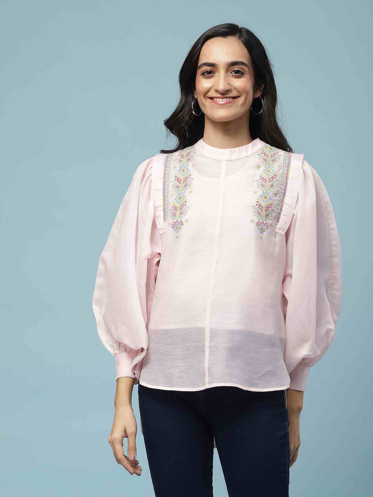 Pink Darika Solid Boxy Top