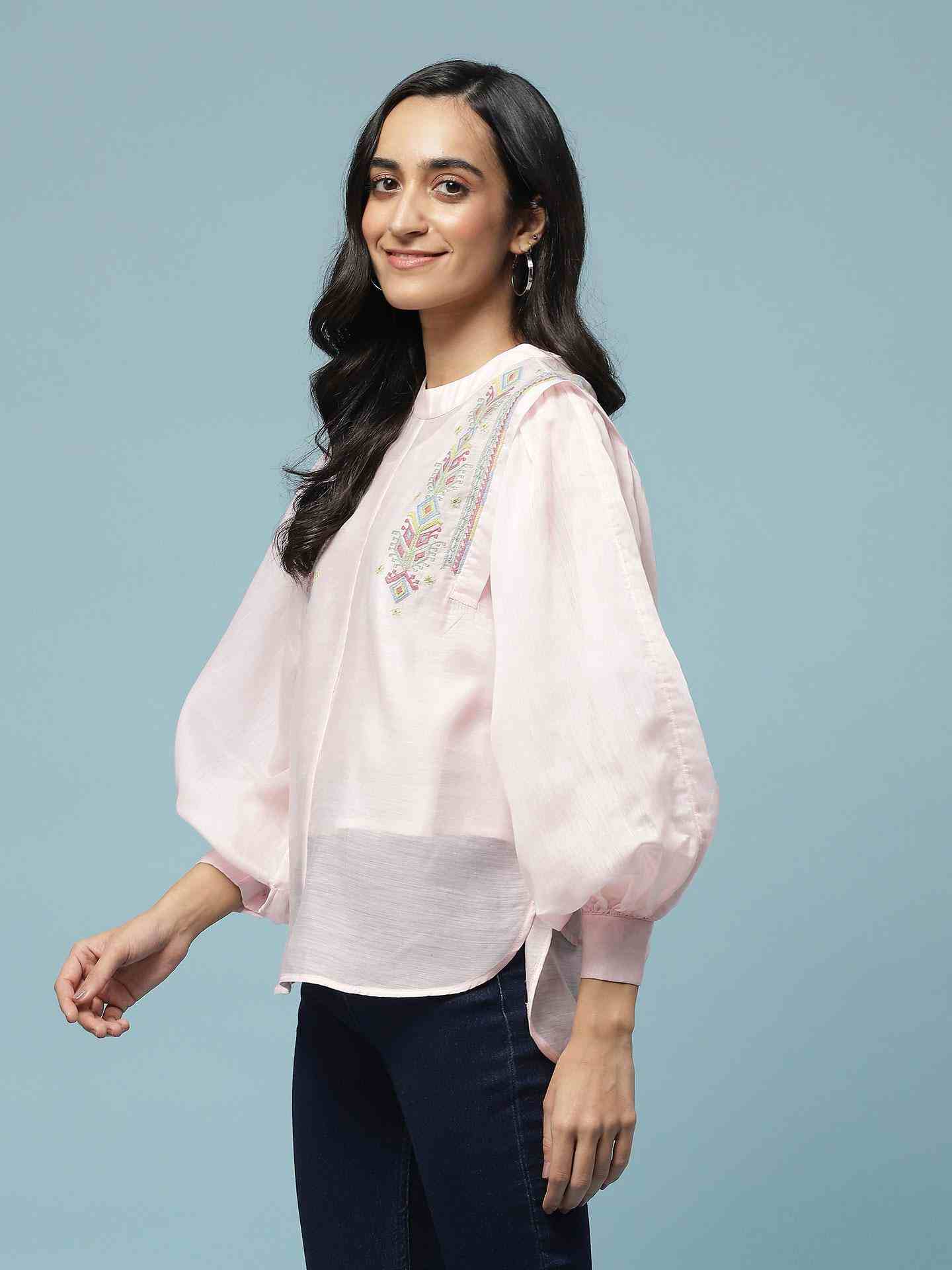 Pink Darika Solid Boxy Top