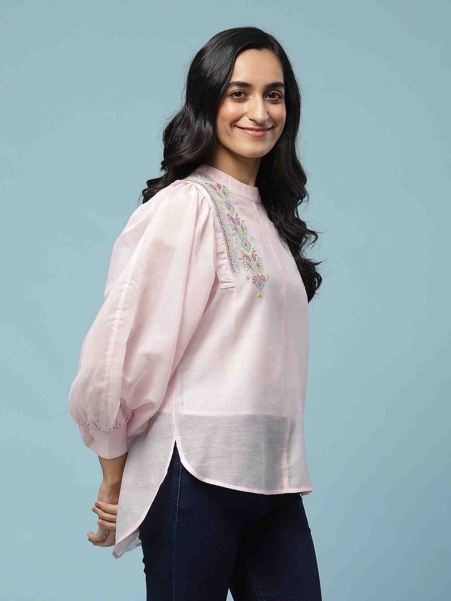 Pink Darika Solid Boxy Top