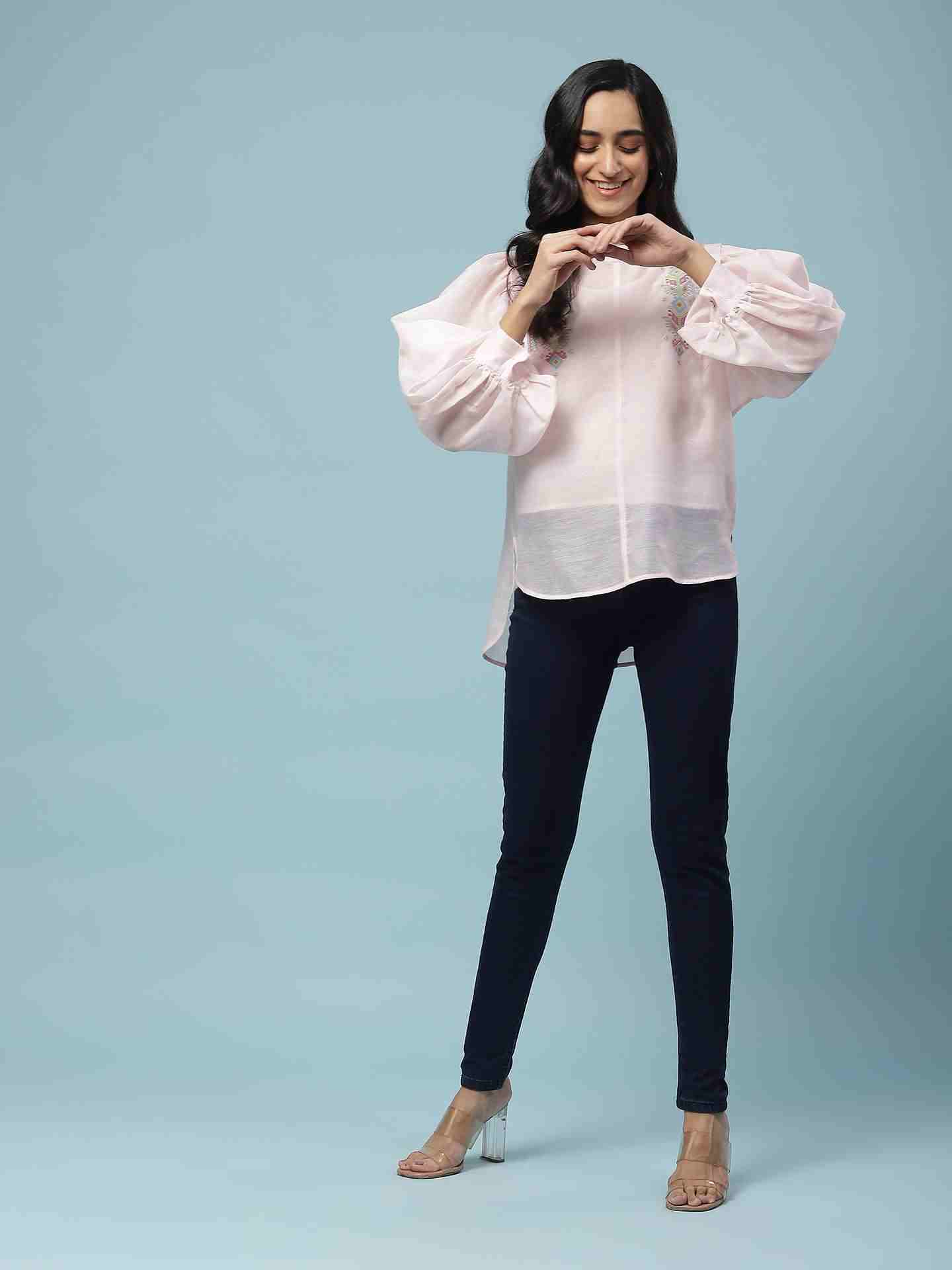 Pink Darika Solid Boxy Top
