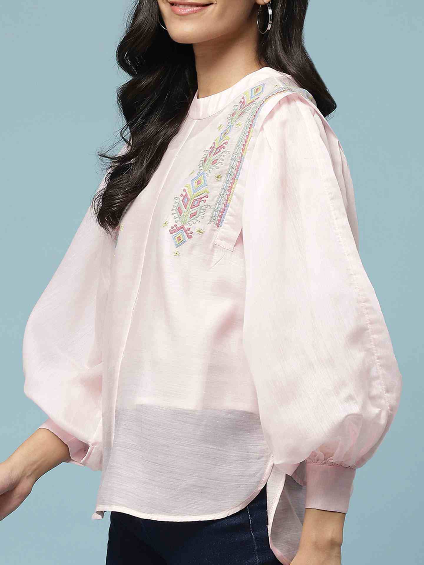 Pink Darika Solid Boxy Top