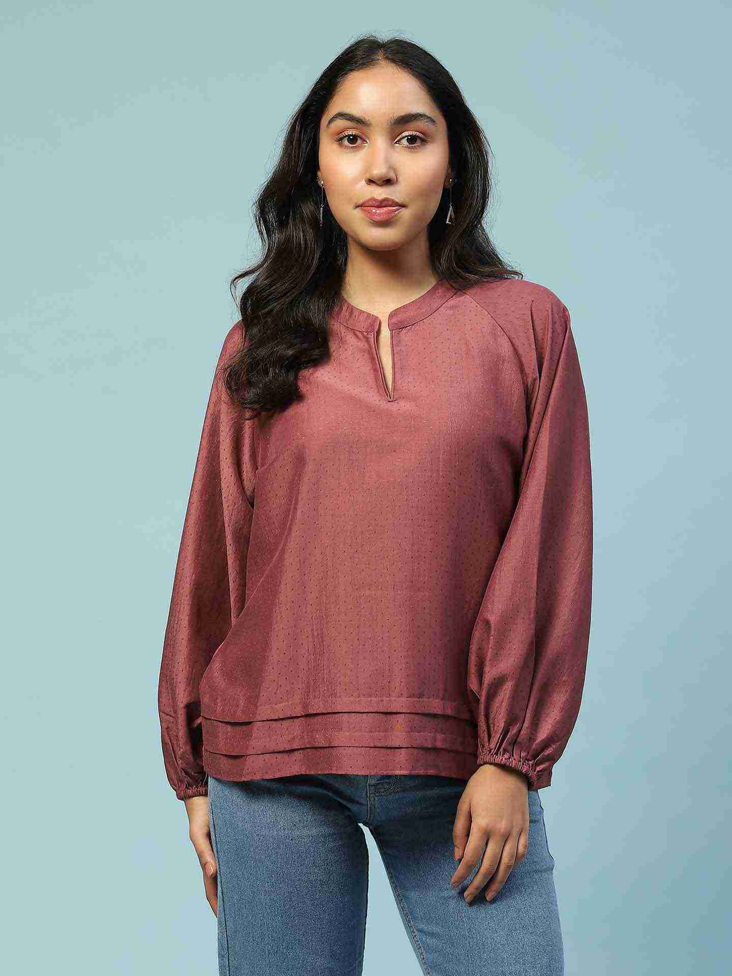 Lavender Tamasvani Solid Boxy Top
