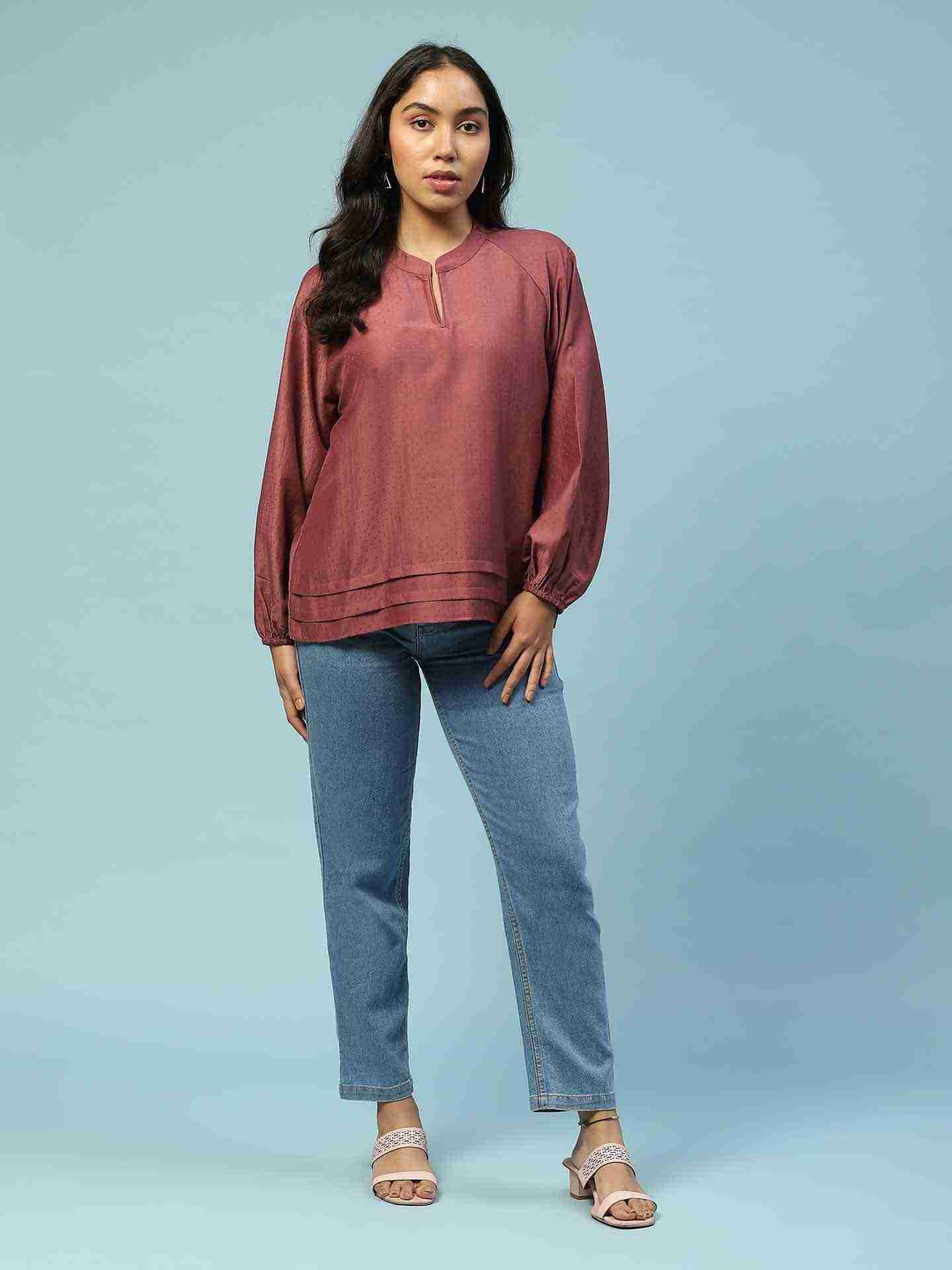 Lavender Tamasvani Solid Boxy Top