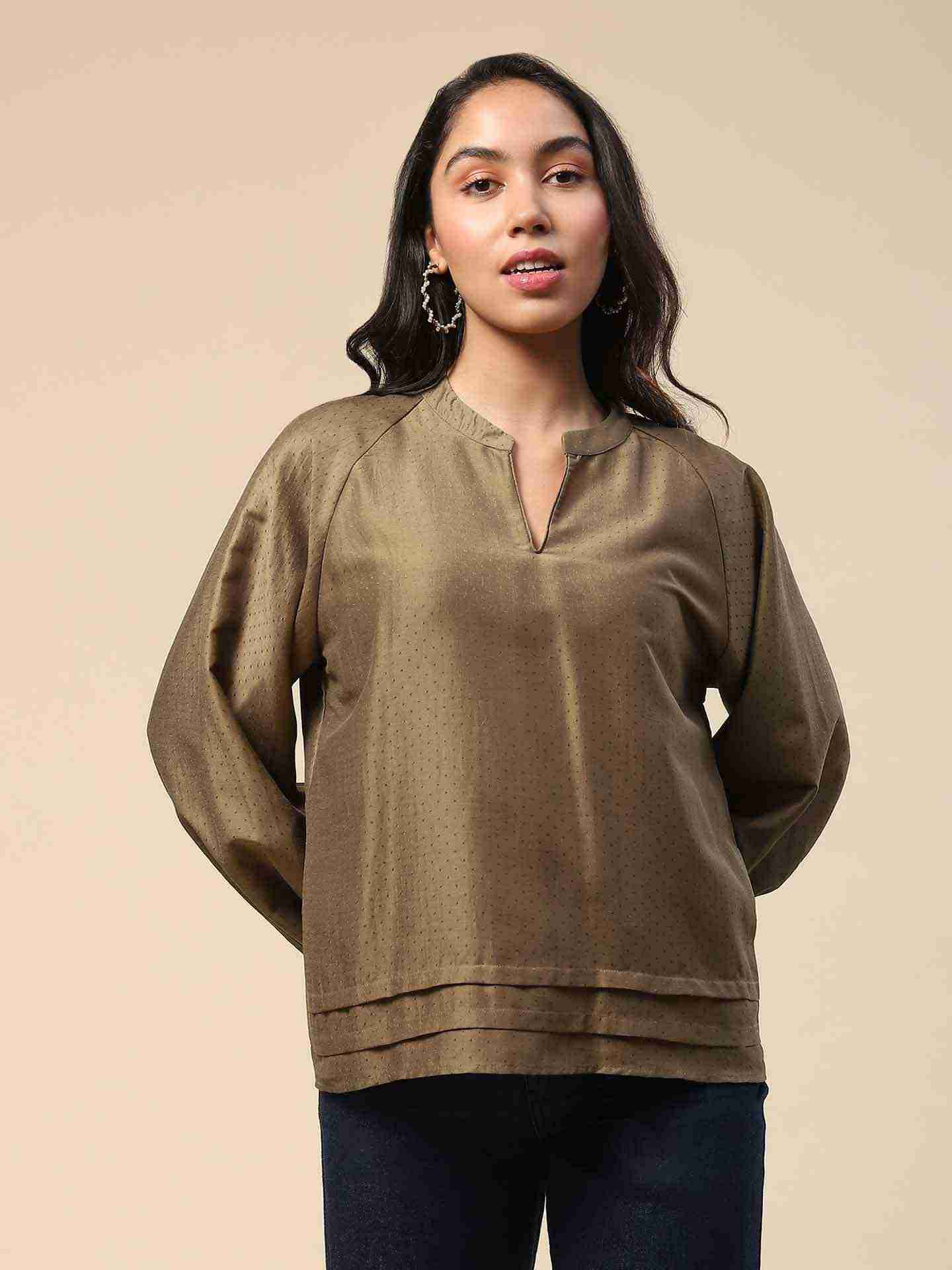 Olive Tamasvani Solid Boxy Top