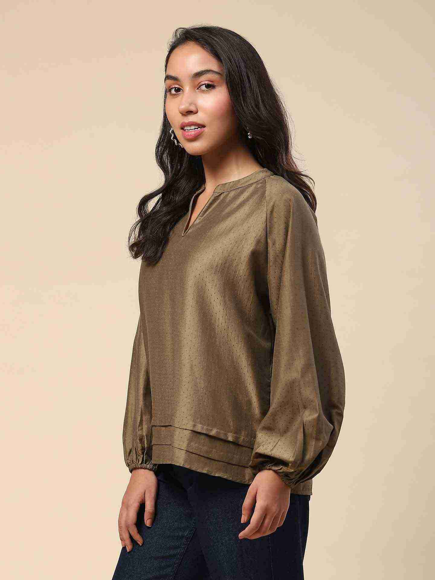 Olive Tamasvani Solid Boxy Top
