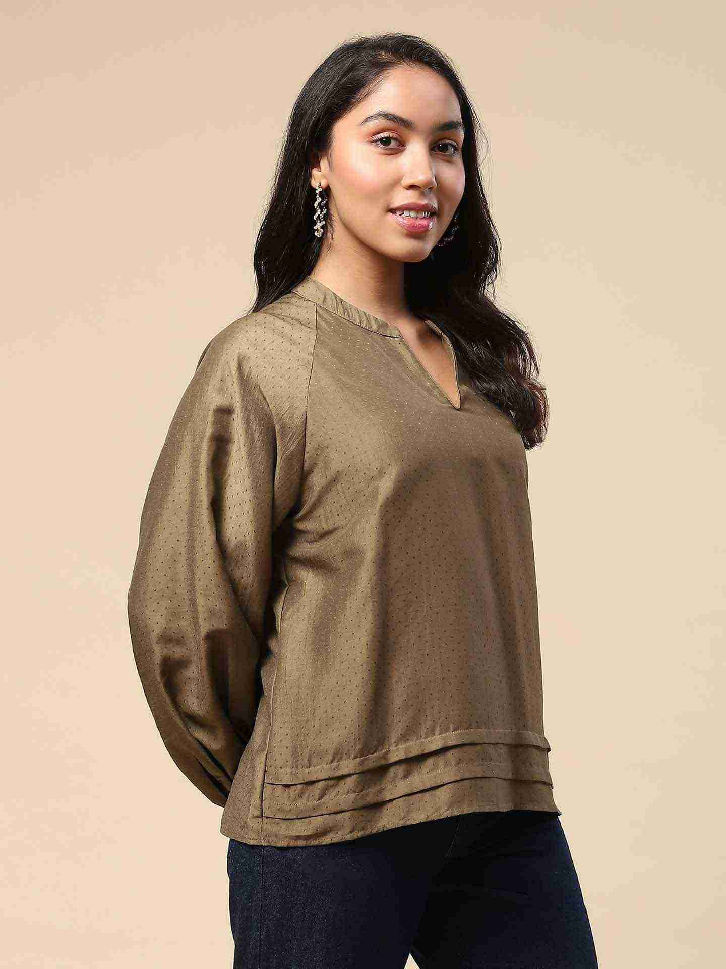 Olive Tamasvani Solid Boxy Top