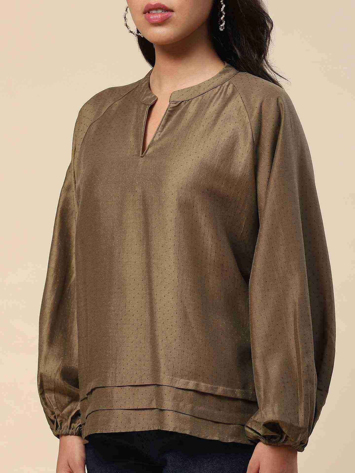 Olive Tamasvani Solid Boxy Top