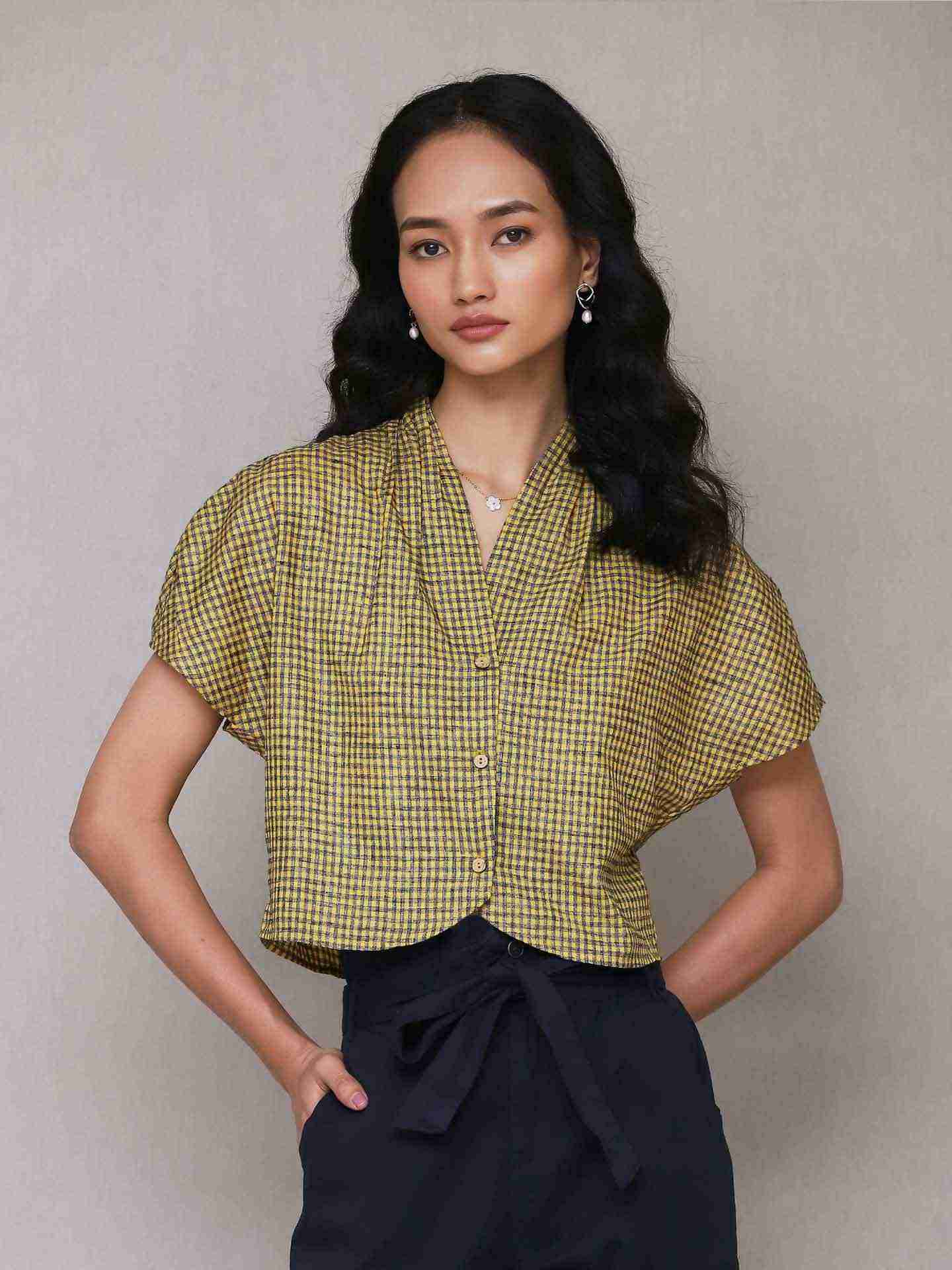 Yellow Gingham Crop Top