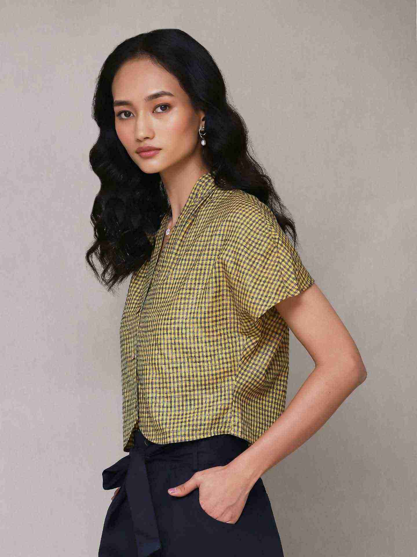 Yellow Gingham Crop Top