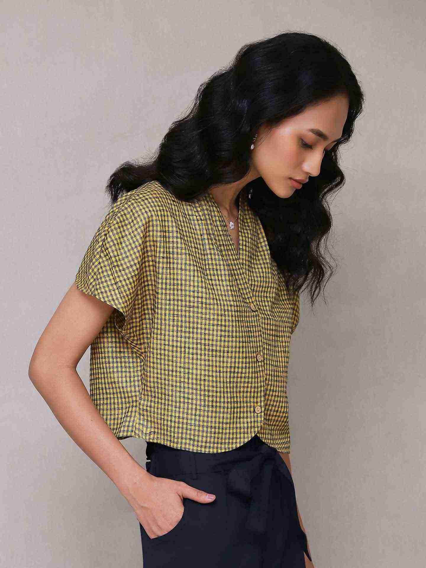 Yellow Gingham Crop Top