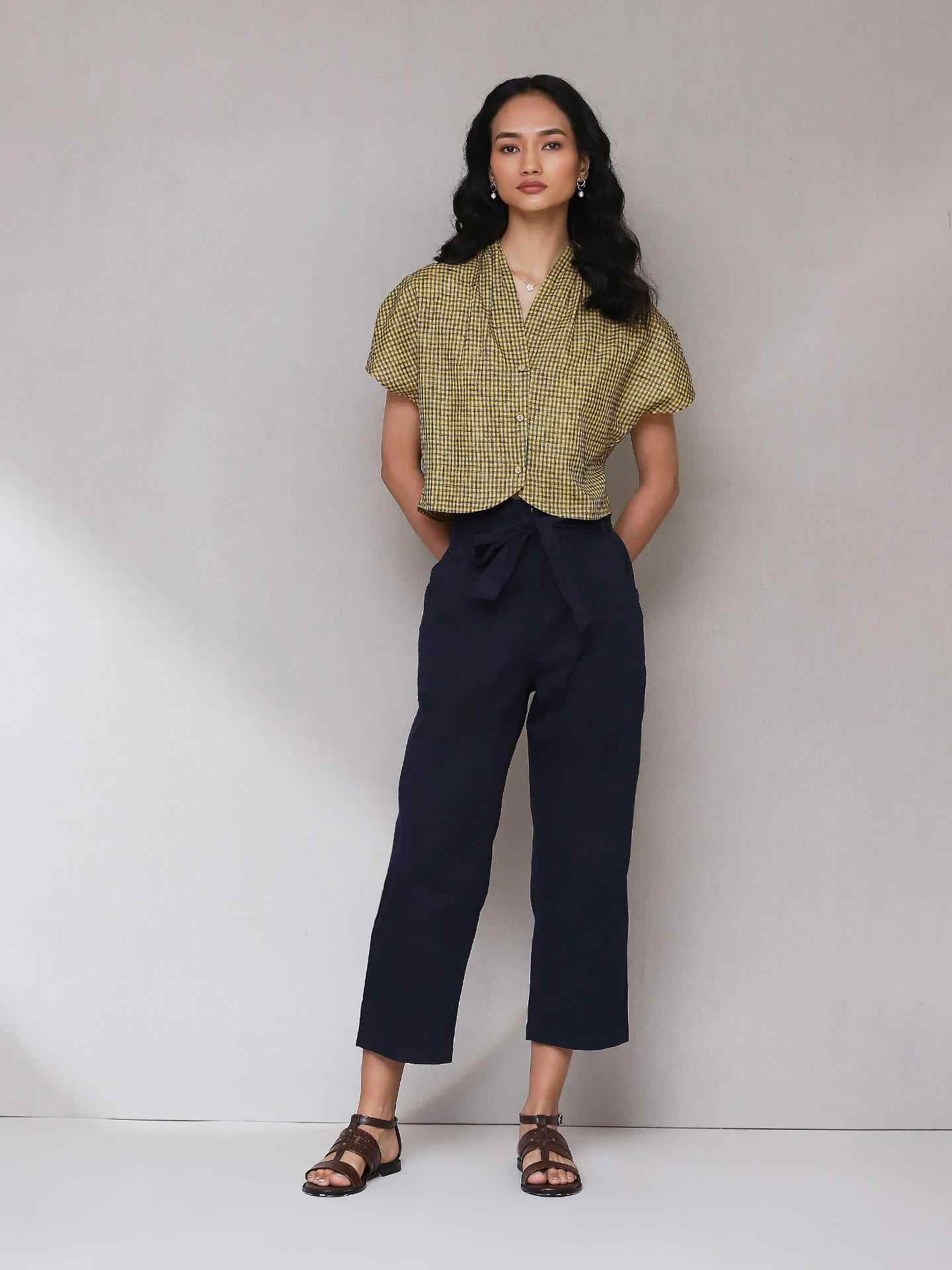 Yellow Gingham Crop Top