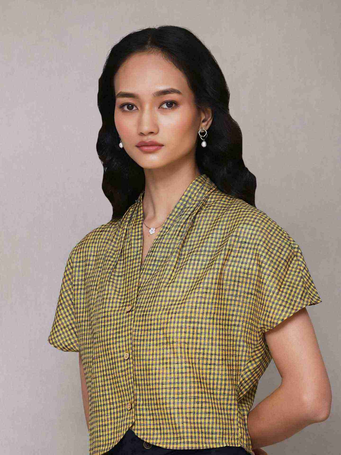 Yellow Gingham Crop Top