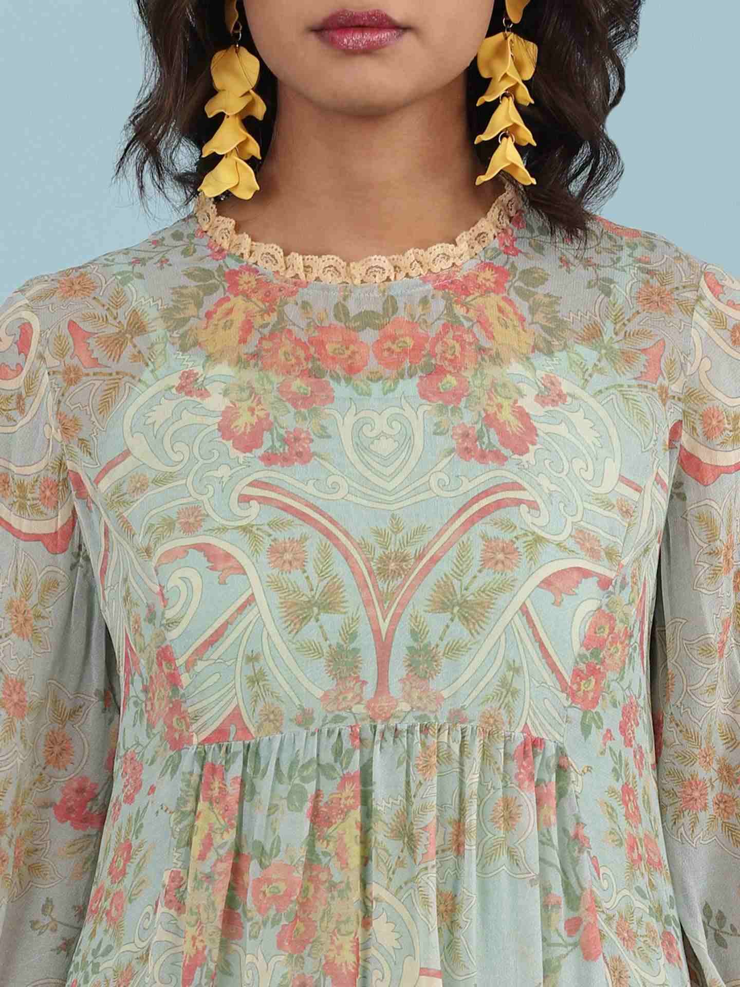 Green Pallavi Peasant Top