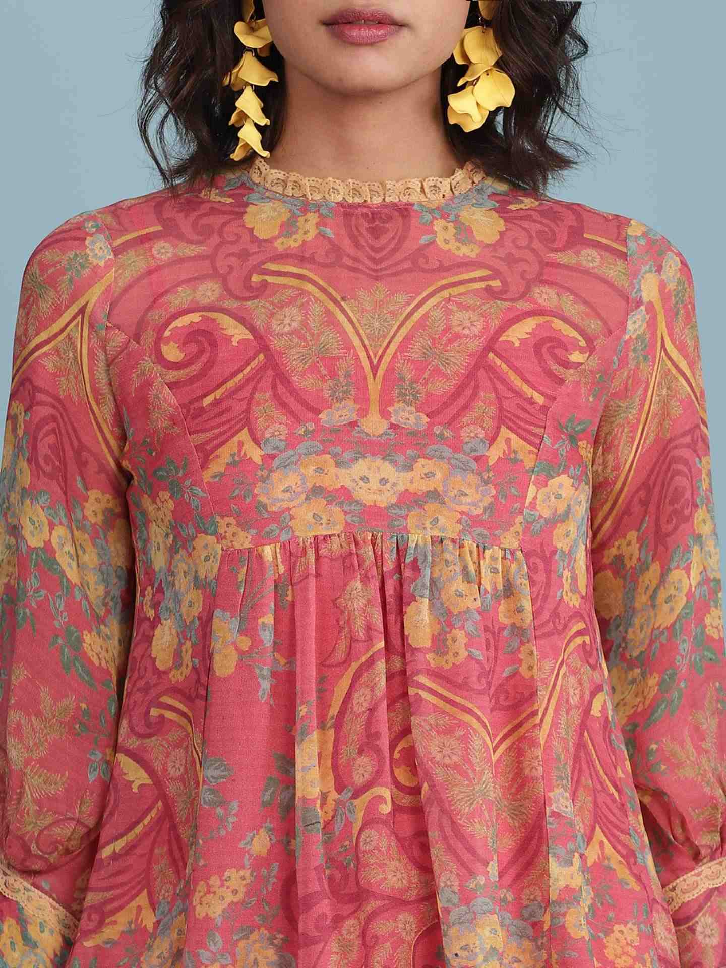 Pink Pallavi Peasant Top