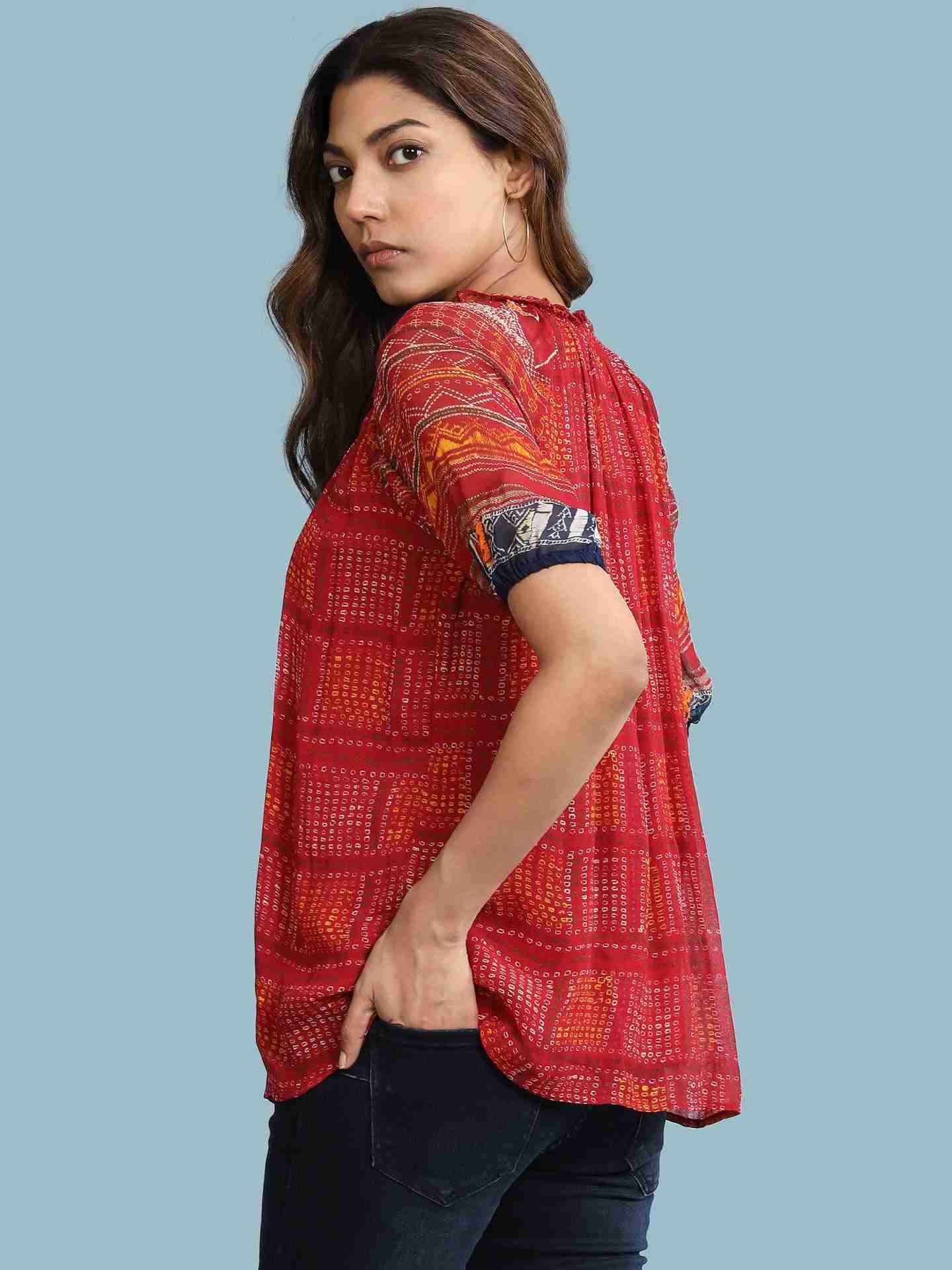 Red Bahulika Top
