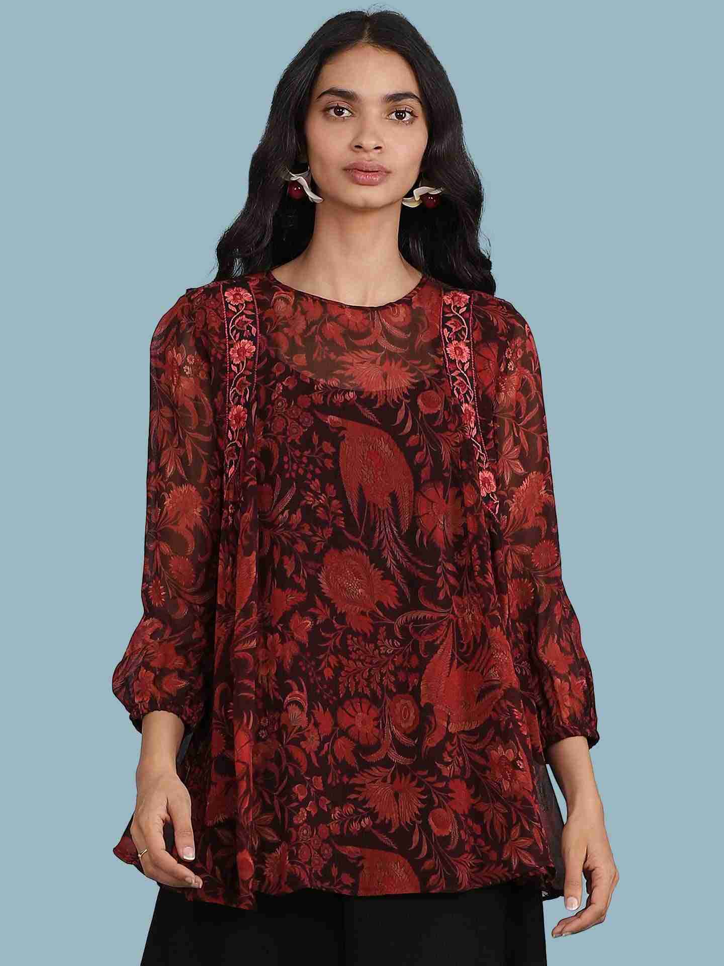 Red Firebird Peasant Top
