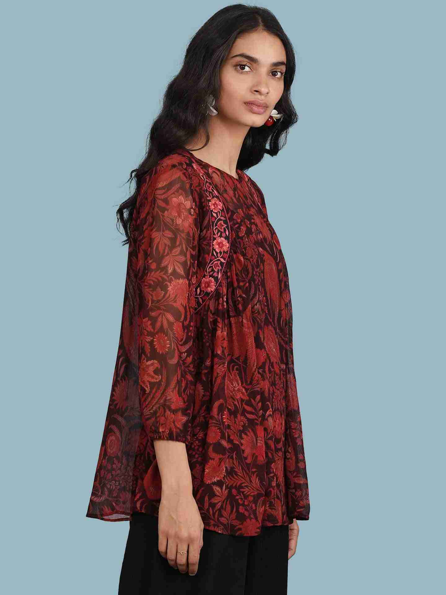 Red Firebird Peasant Top