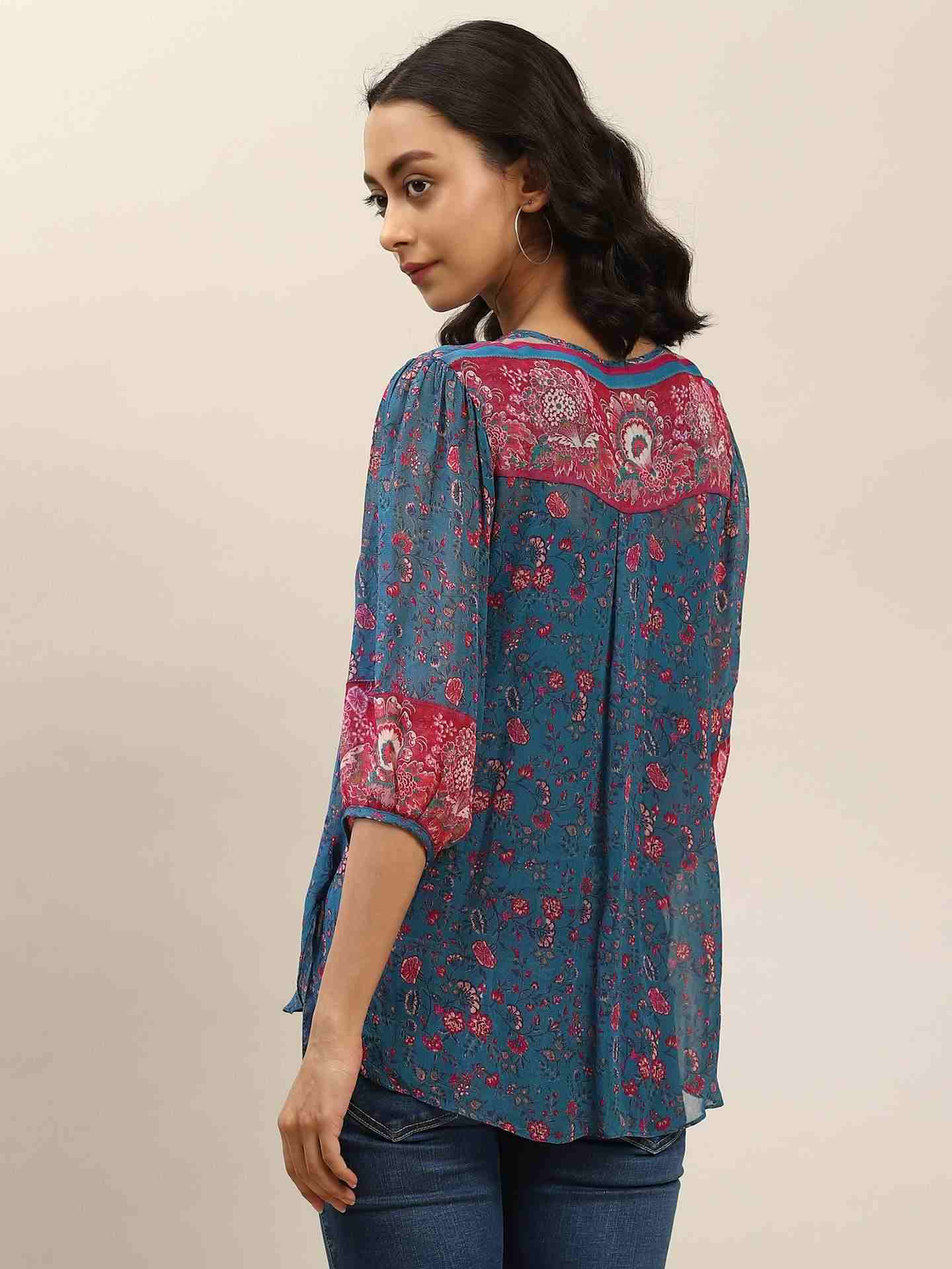 Blue Rosafi Peasant Top