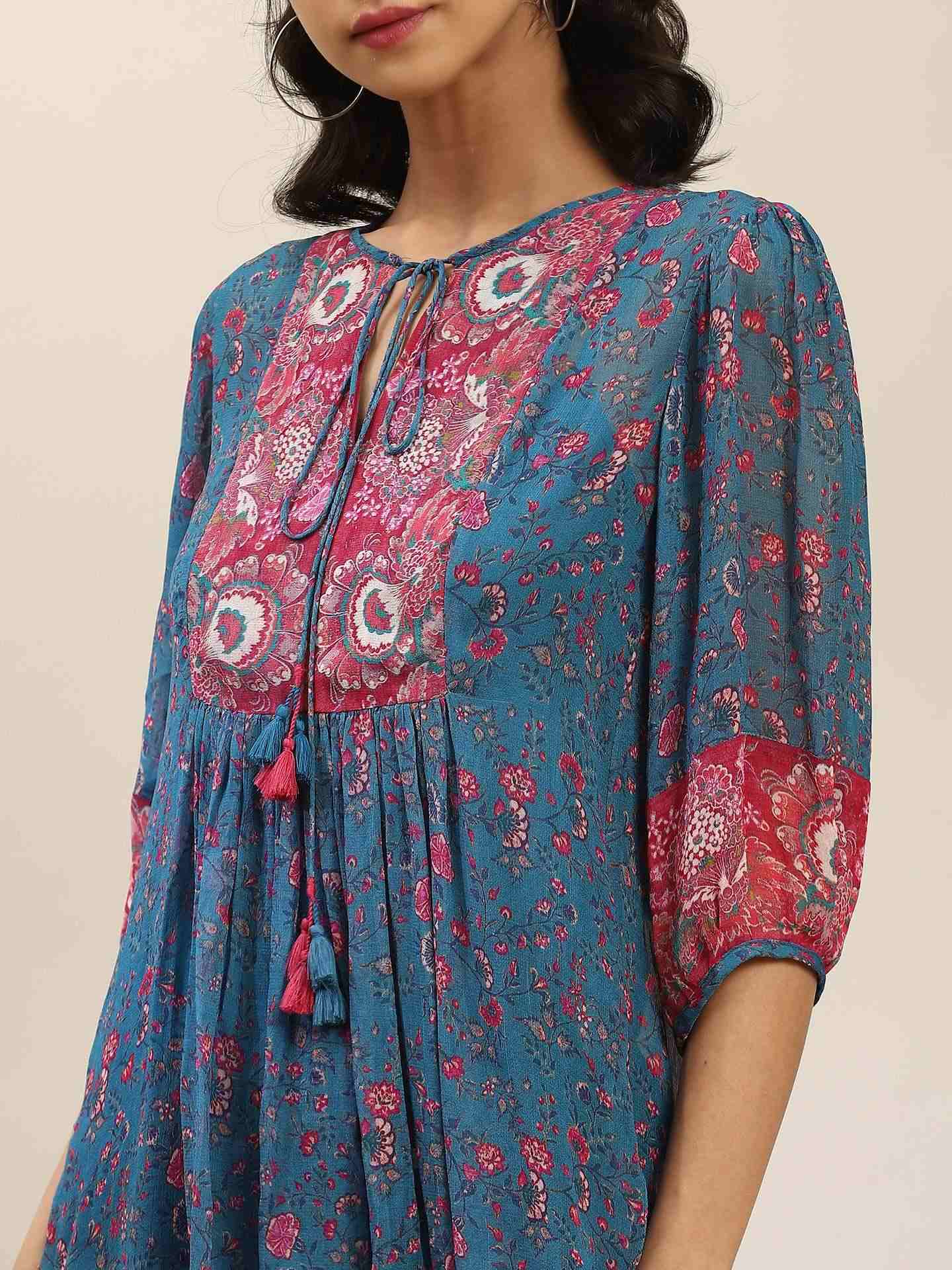 Blue Rosafi Peasant Top