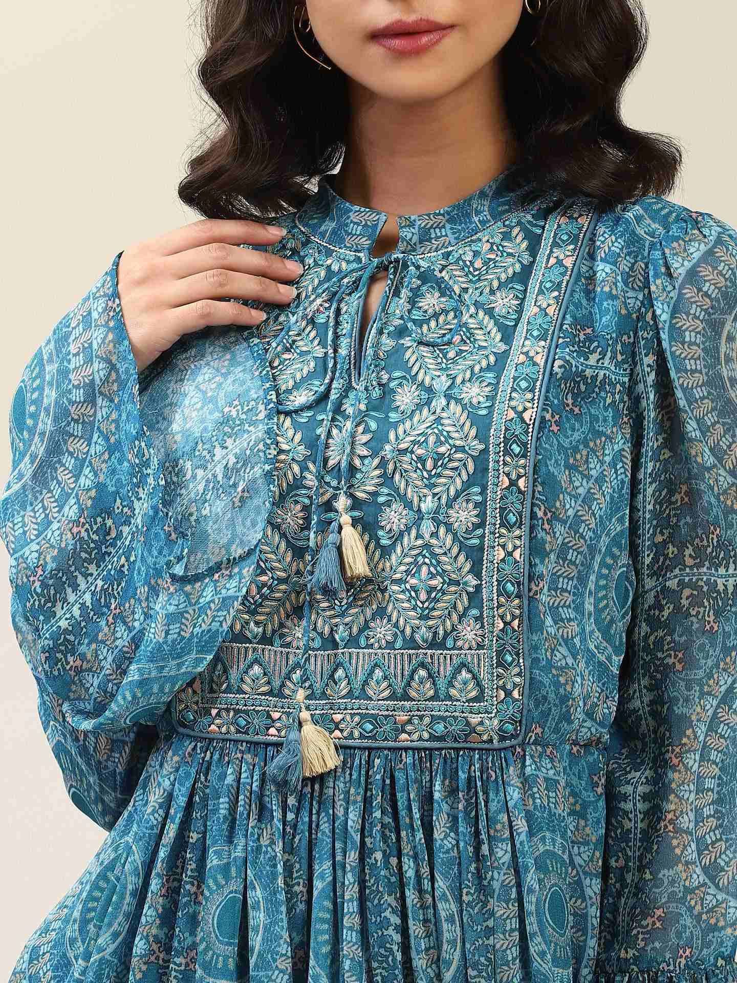 Blue Alena Tiered Top