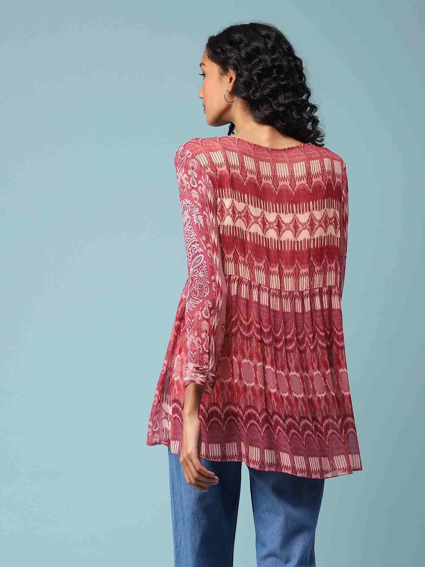 Pink Boho Ikat Top